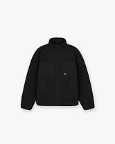 Front product image of a mens black fleece on a plain white background | 247 Polar Panelled Fleece in Black | Fleece jacket with panelled design | 247 Outerwear | Represent Clo