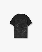 Front product image of a mens washed grey t-shirt on a plain white background | 247 Contour Run T-Shirt in Black | Oversized fit graphic t-shirt | 247 T-Shirts | Represent Clo
