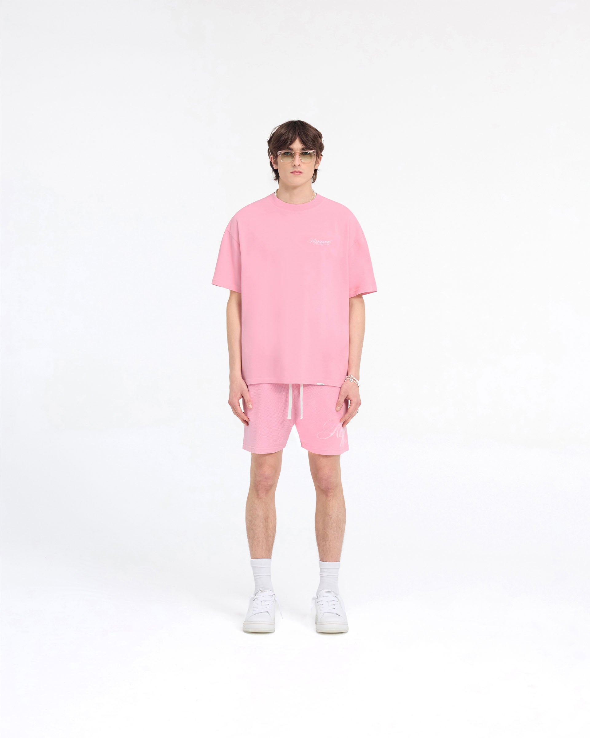 Represent Owners Club Script Mesh-Shorts - Rosa