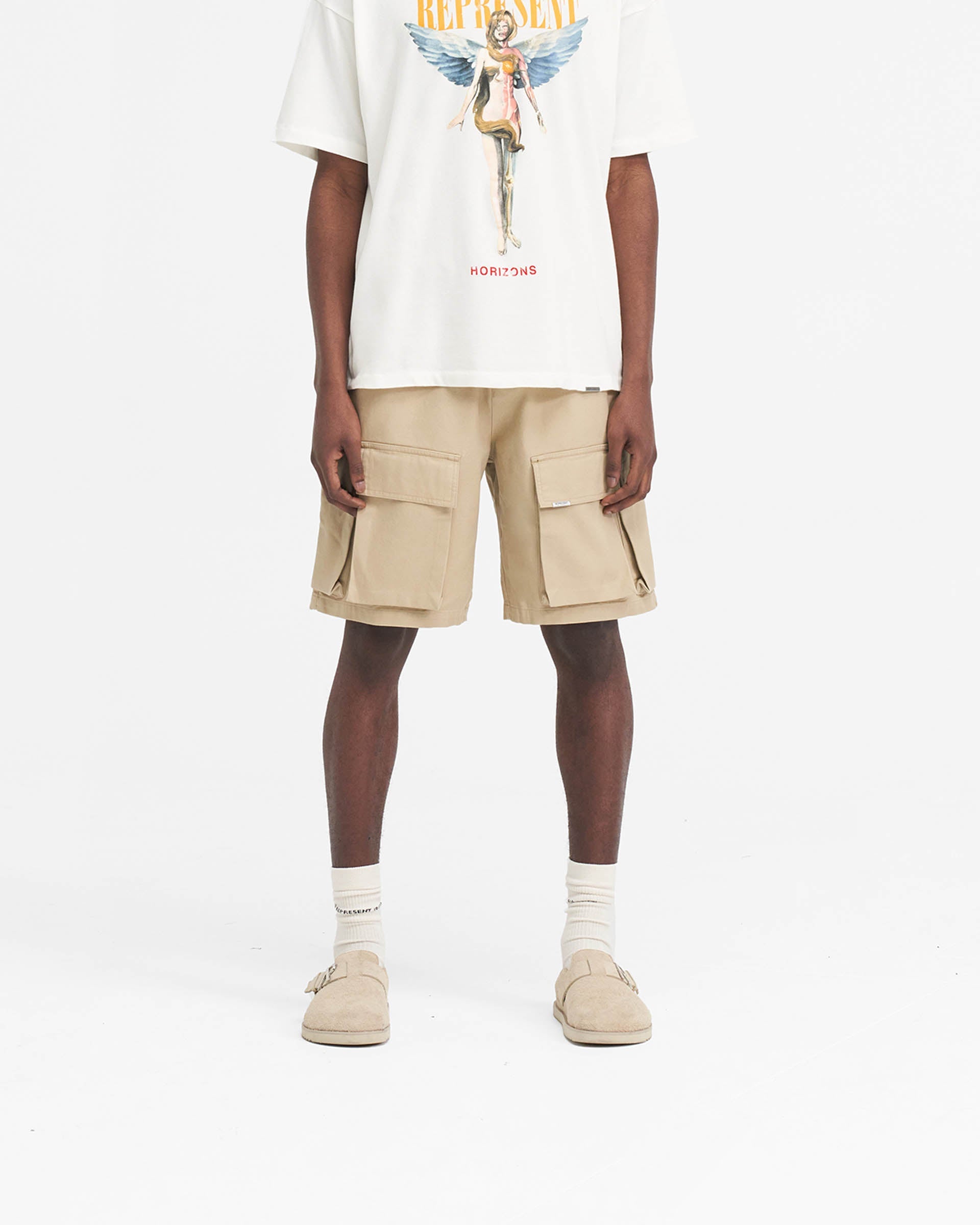 Baggy-Cargo-Shorts aus Baumwolle - Sandstein