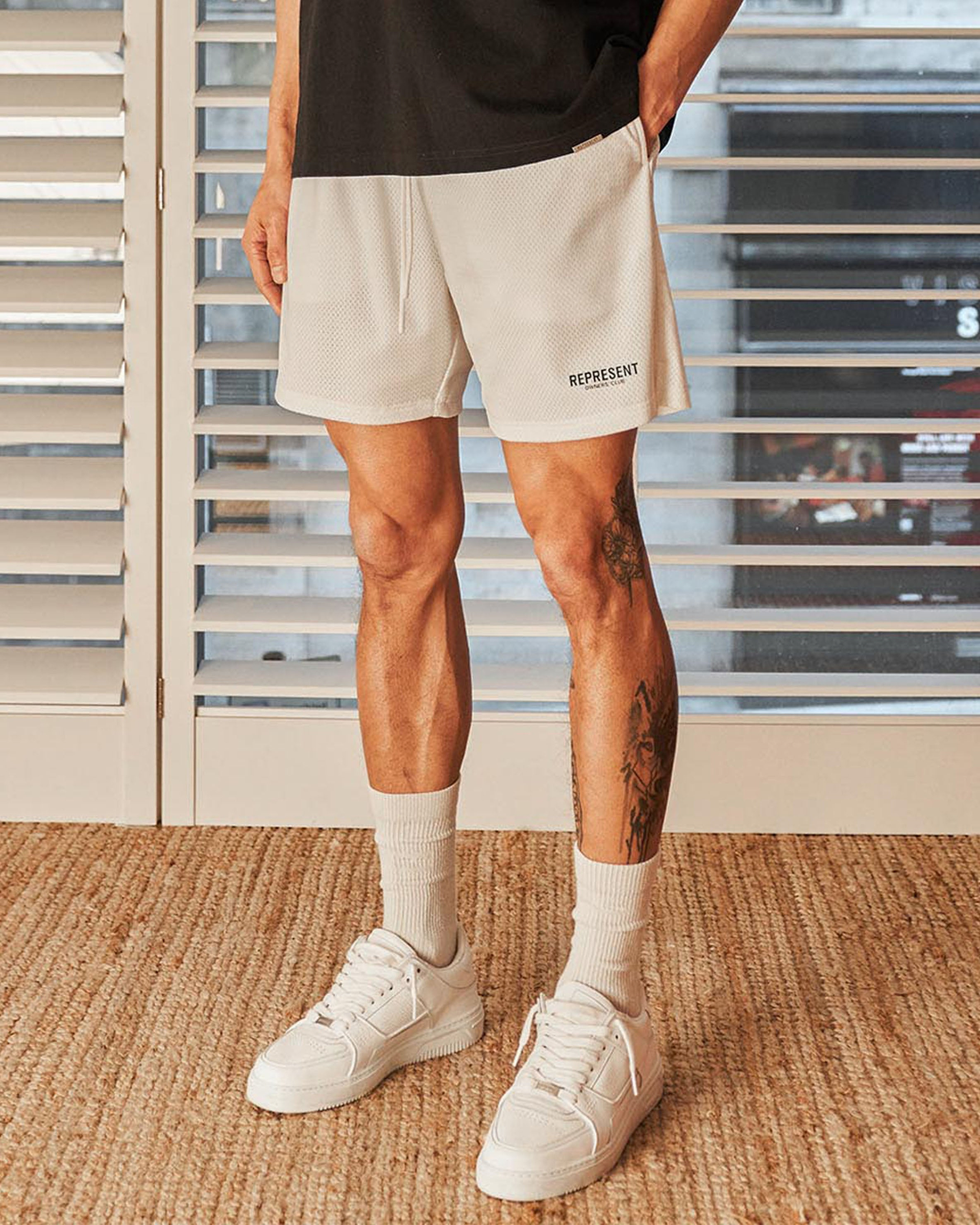 Represent Owners Club Mesh-Shorts - Flaches Weiß