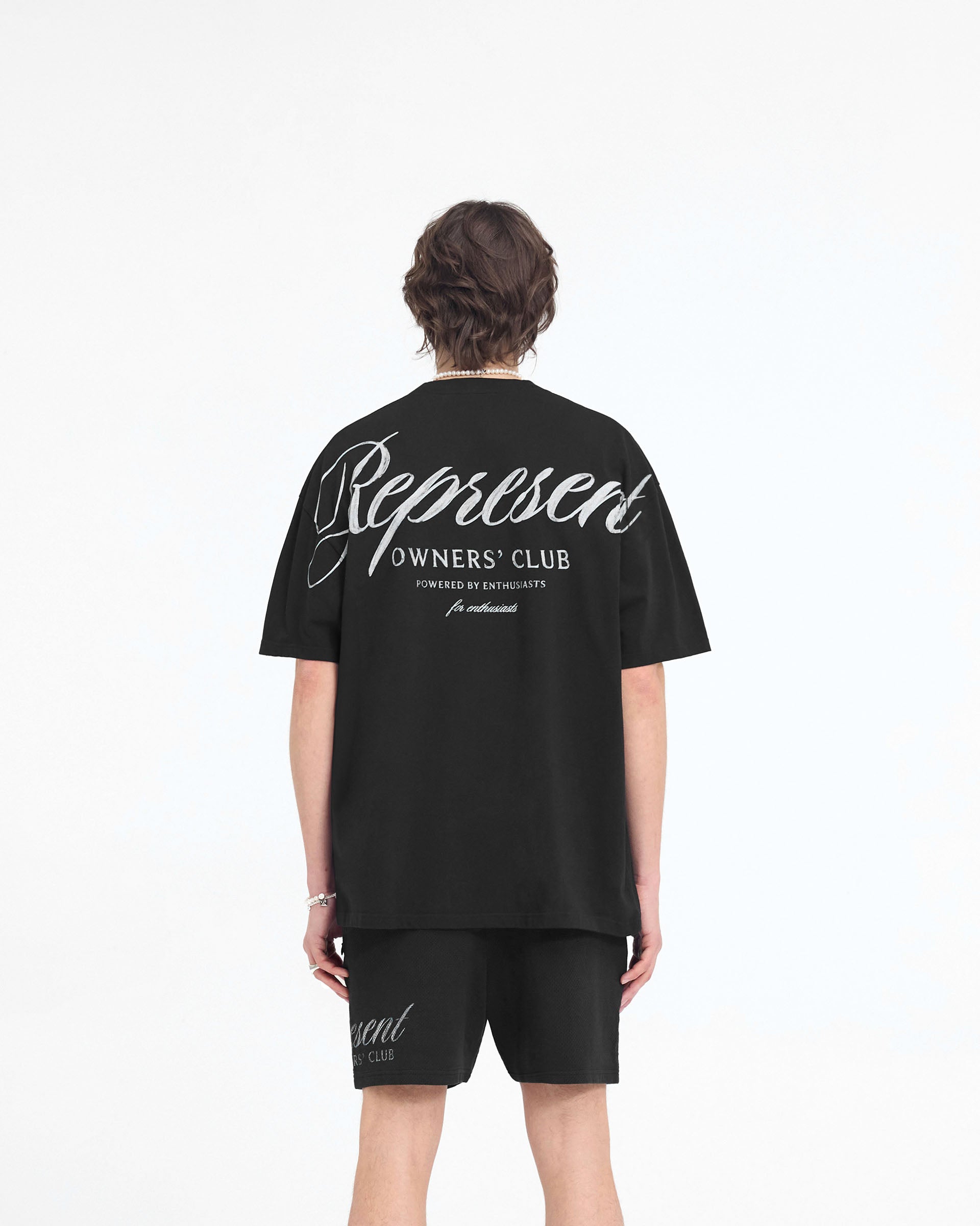 T-Shirt „Represent Owners Club“ mit Schriftzug – Schwarz