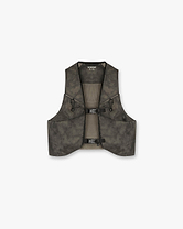 Front product image of a mens chest rig in buttercream on a plain white background | Team 247 Chest Rig in Terrain | Oversized fit loopback jersey with Cobrax popper | 247 Accessories | Represent Clo