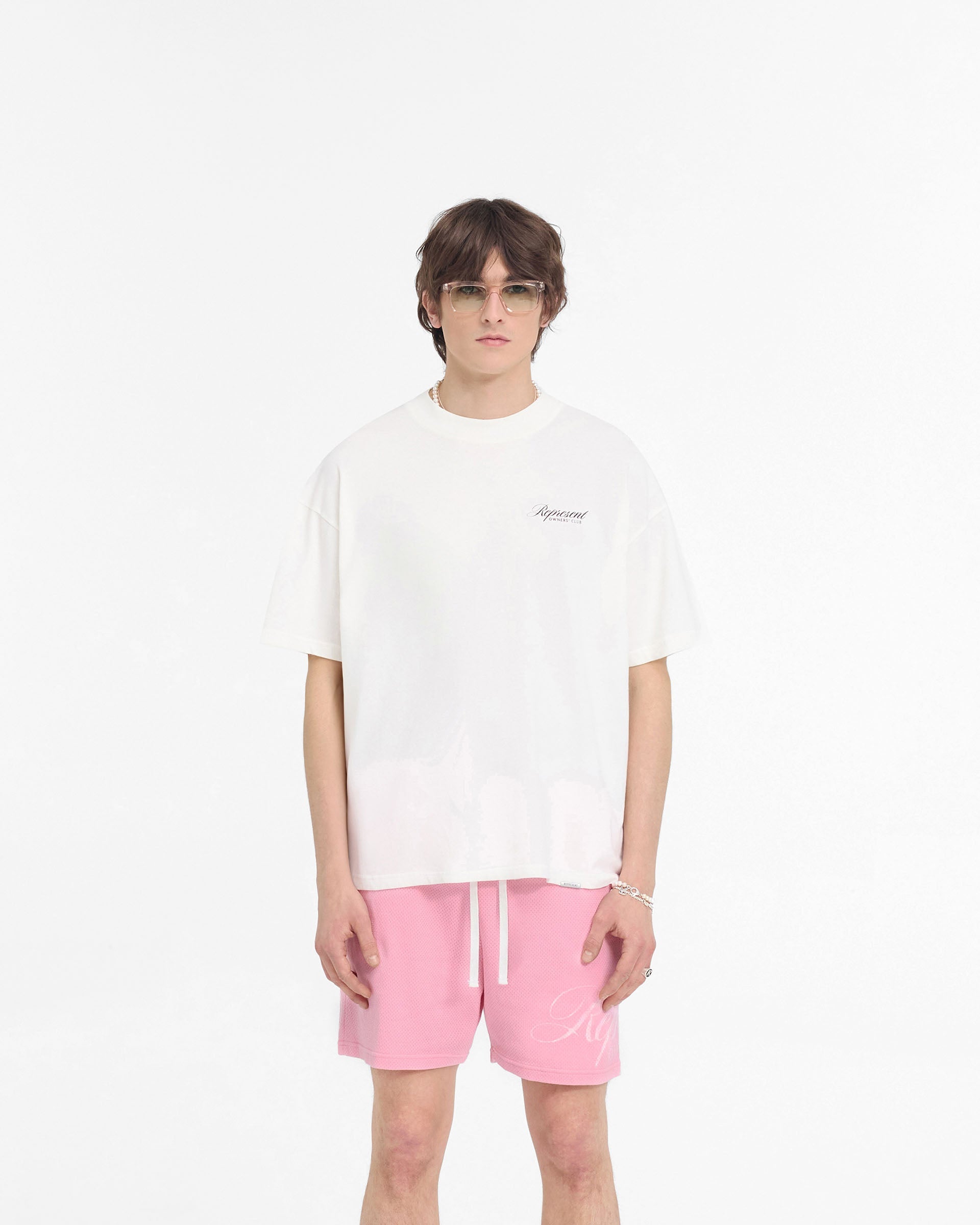T-shirt avec inscription « Represent Owners Club » - Blanc mat