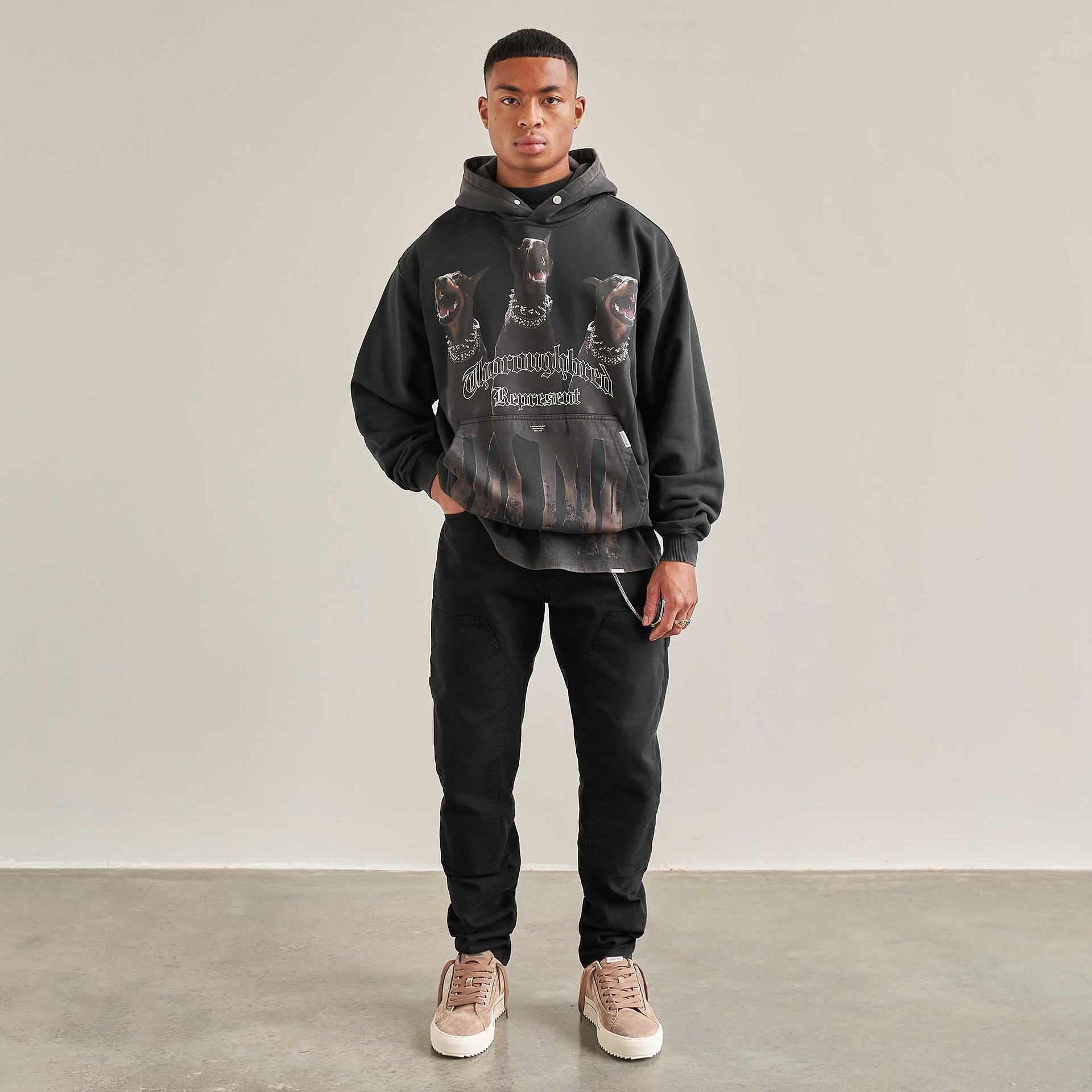 Vollblut-Kapuzenpullover - Vintage Schwarz