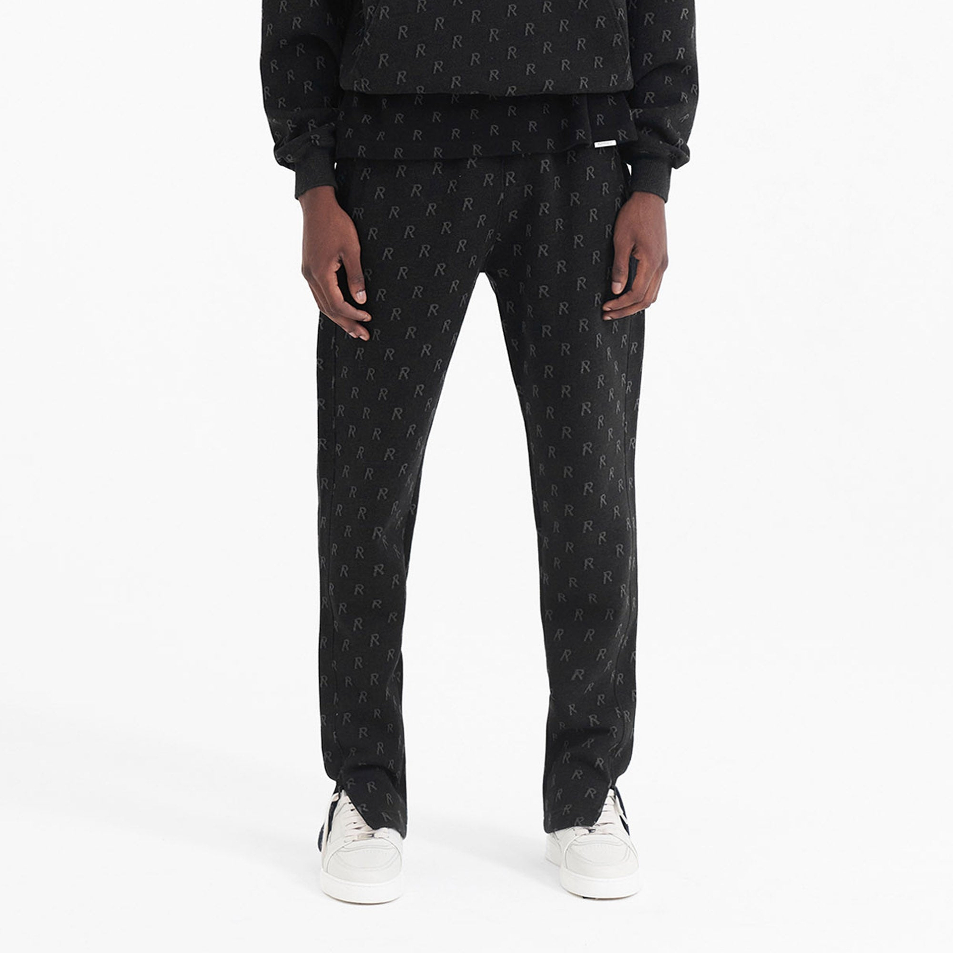 Intarsia Initial Sweatpants - Off Black