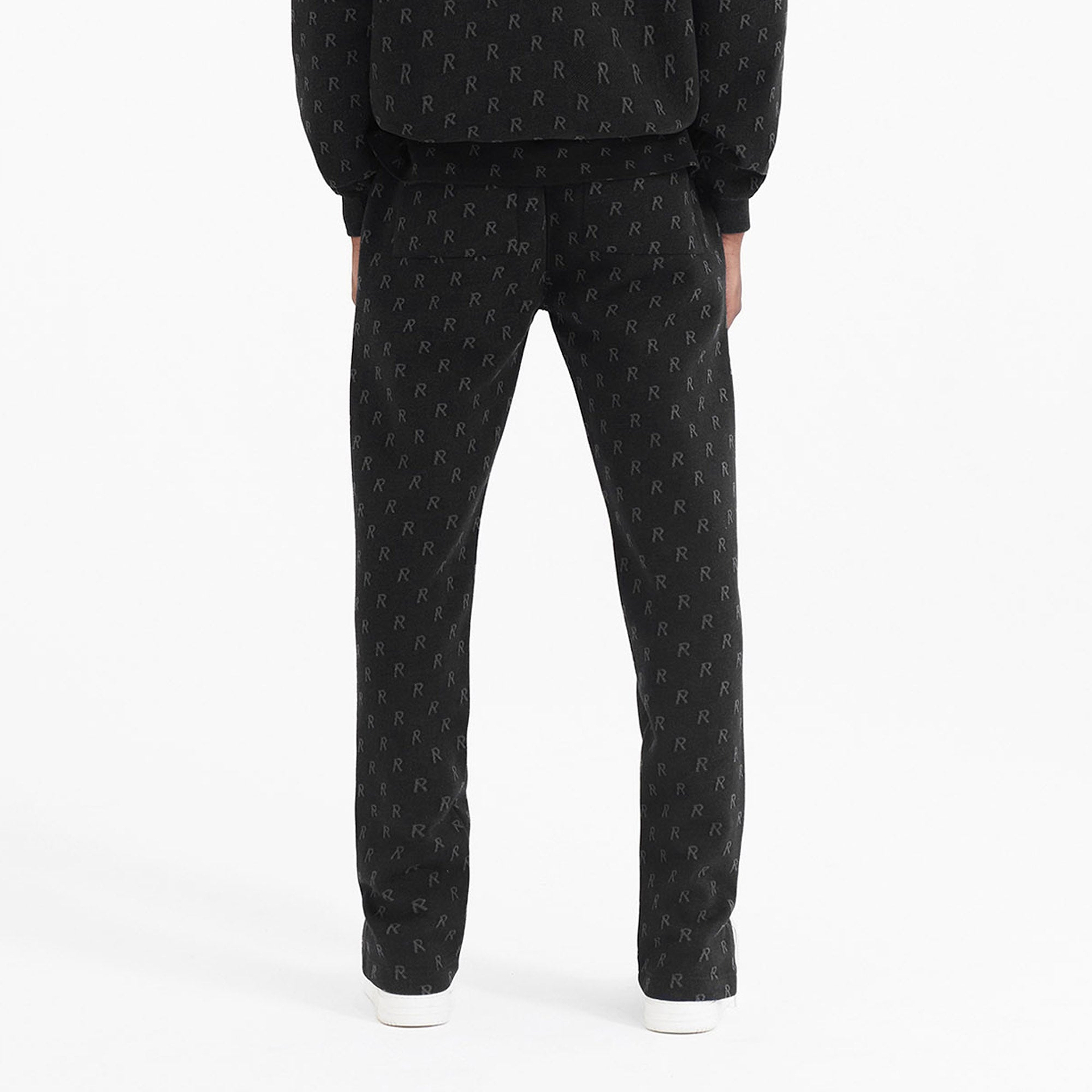 Intarsia Initial Sweatpants - Off Black