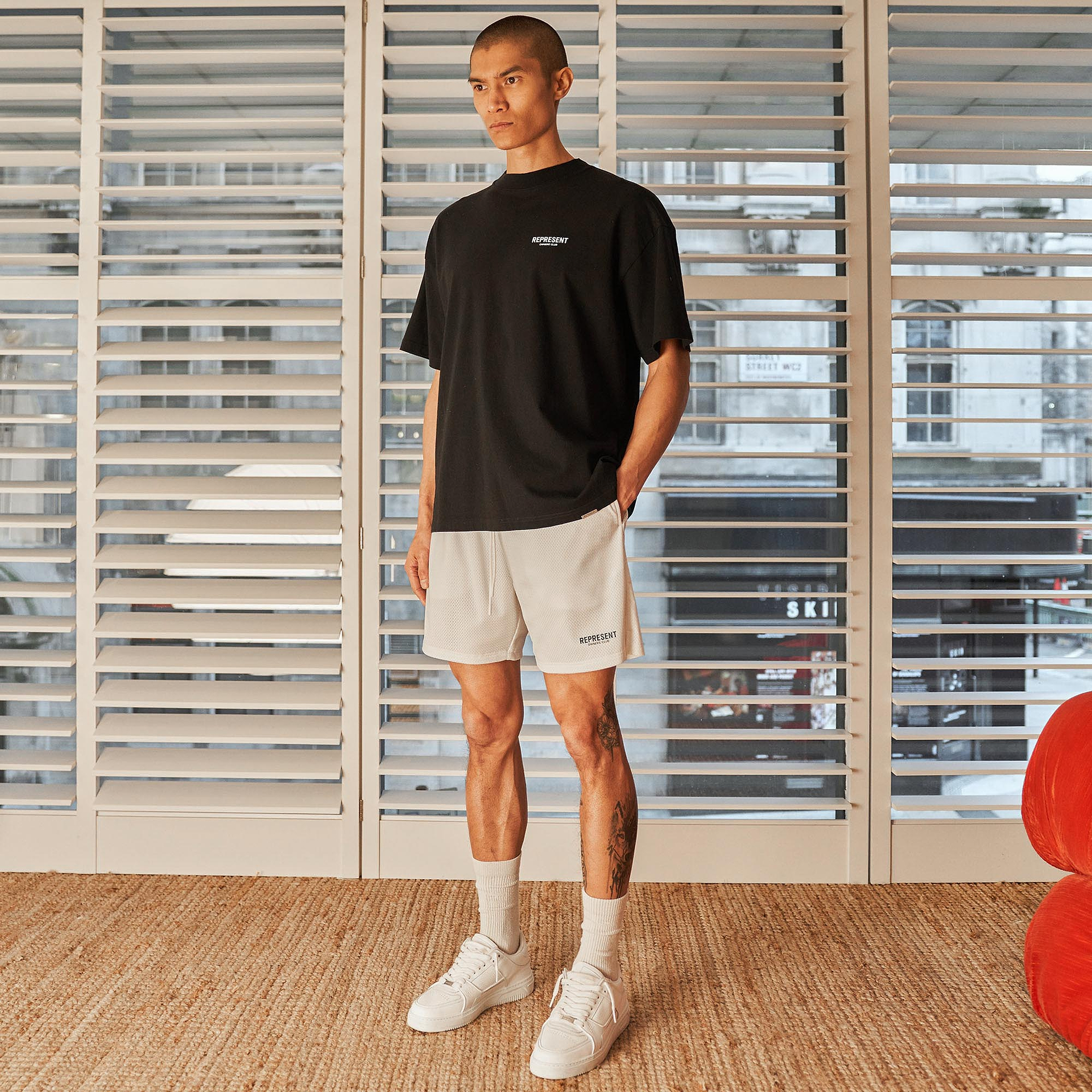 Represent Owners Club Mesh-Shorts - Flaches Weiß