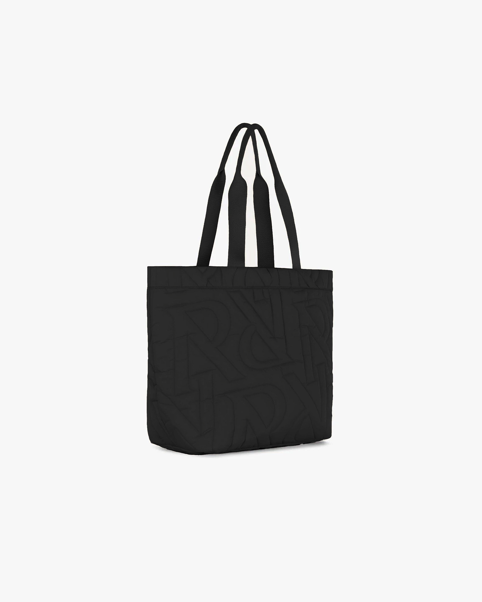 Initial Quilted Tote Bag - Black