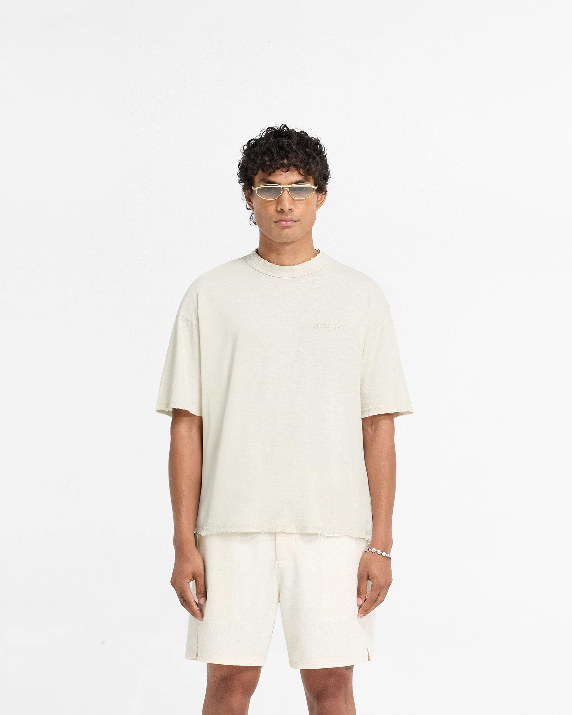 ★KHAKIPOINT★ Puff Slub Tshirt beige Pumice Slub T-Shirt | REPRESENT