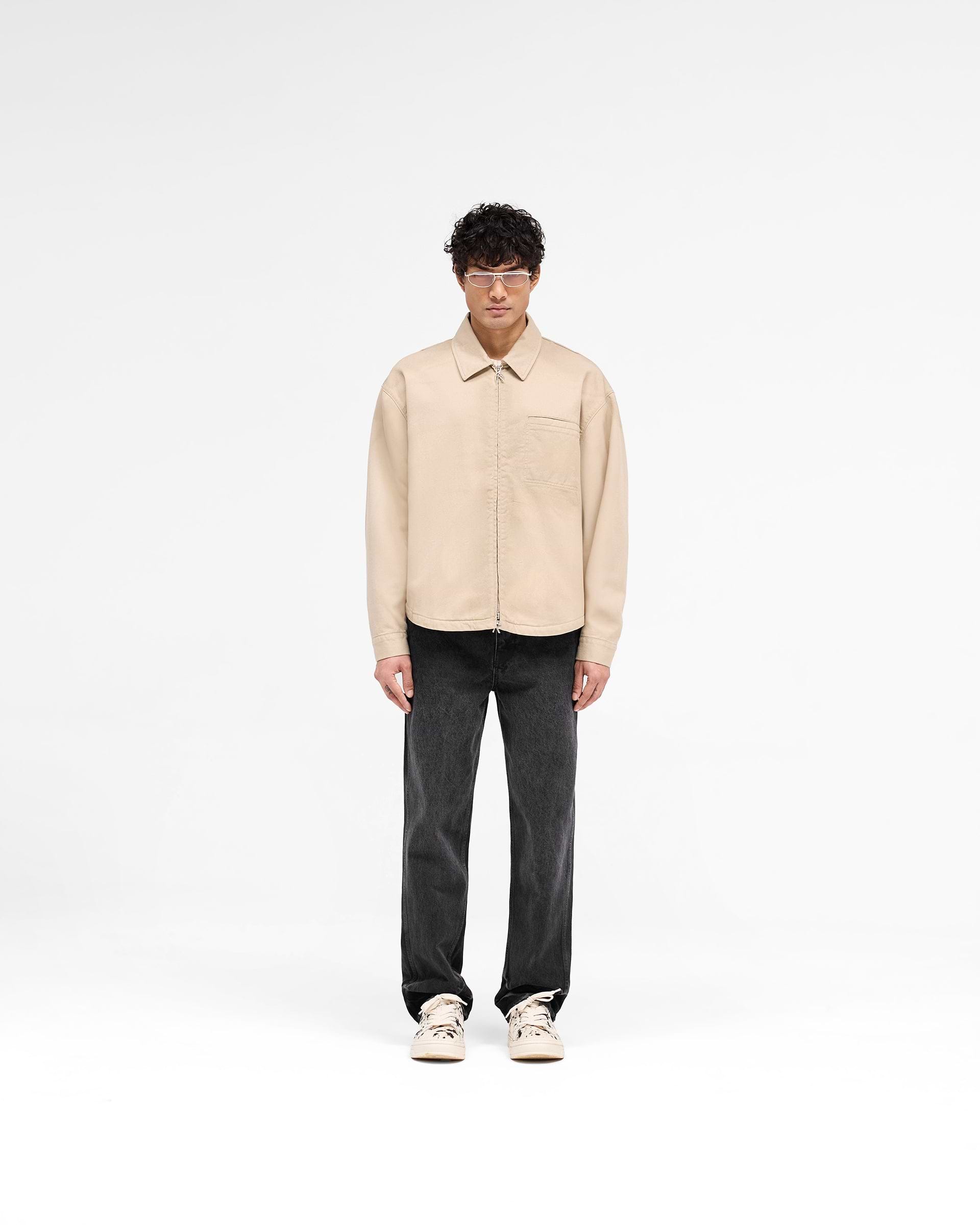 Cotton Zip Through Shirt - Beige | REPRESENT