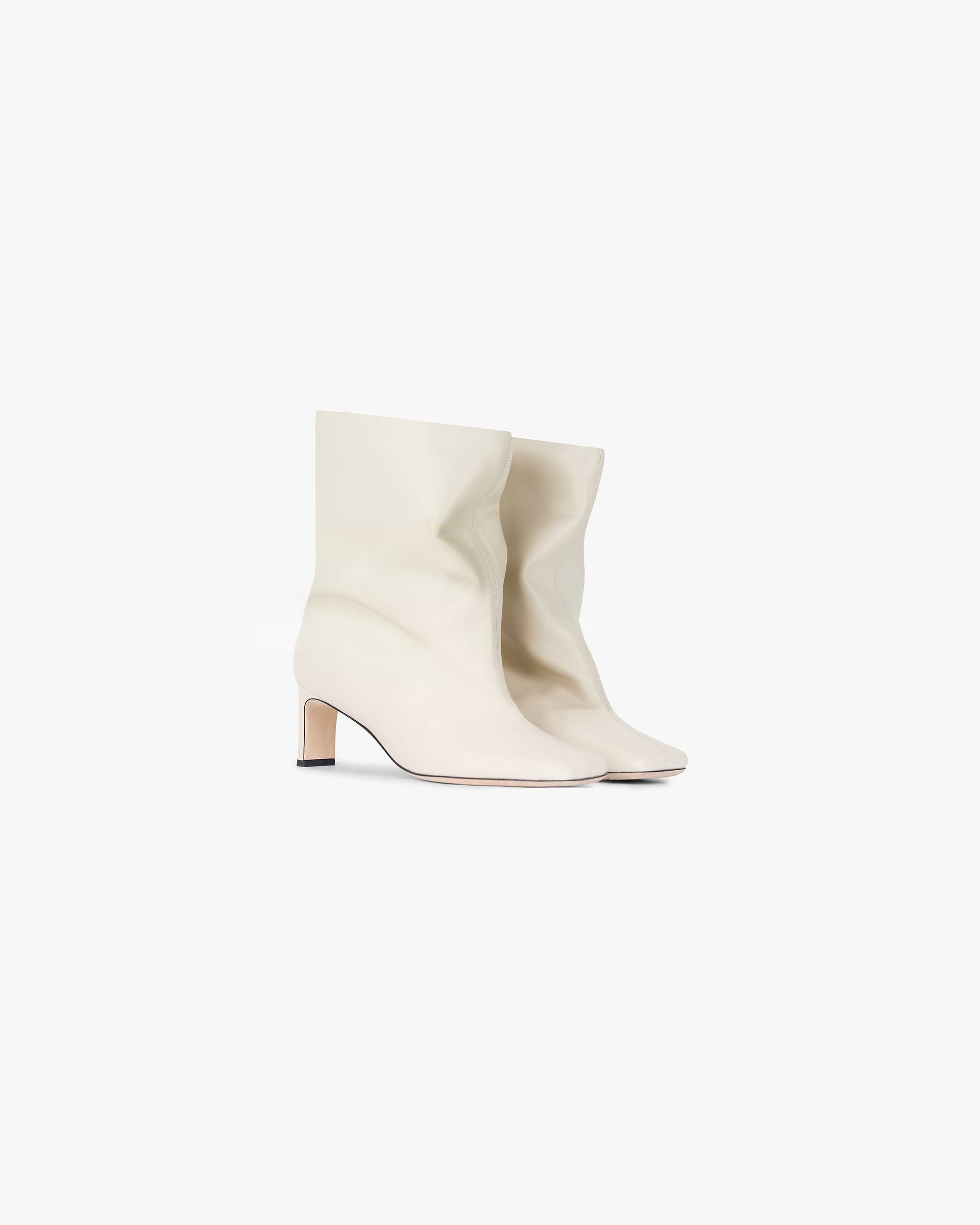 Square Toe Ankle Boot - Ecru