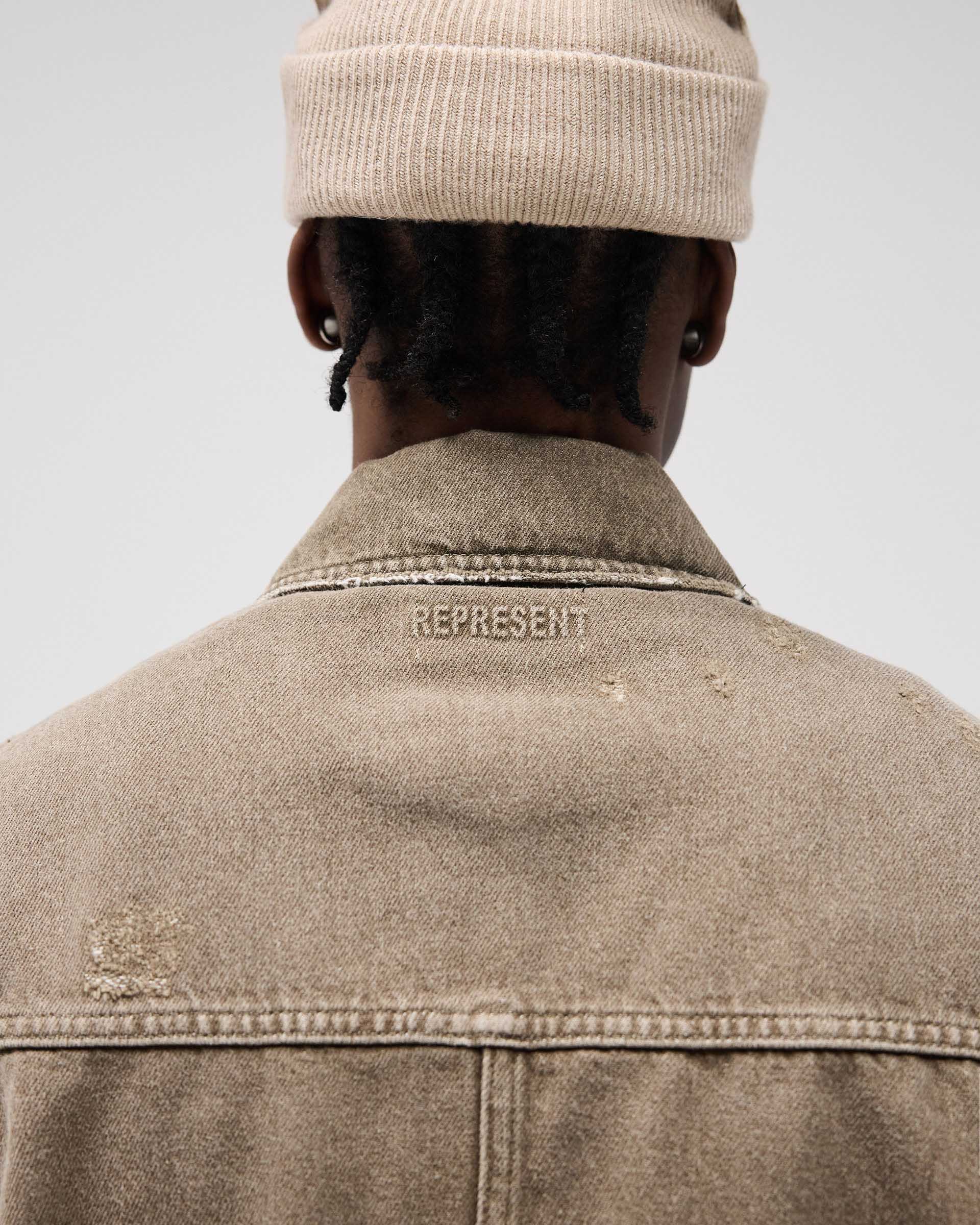 Collared Denim Jacket - Washed Olive