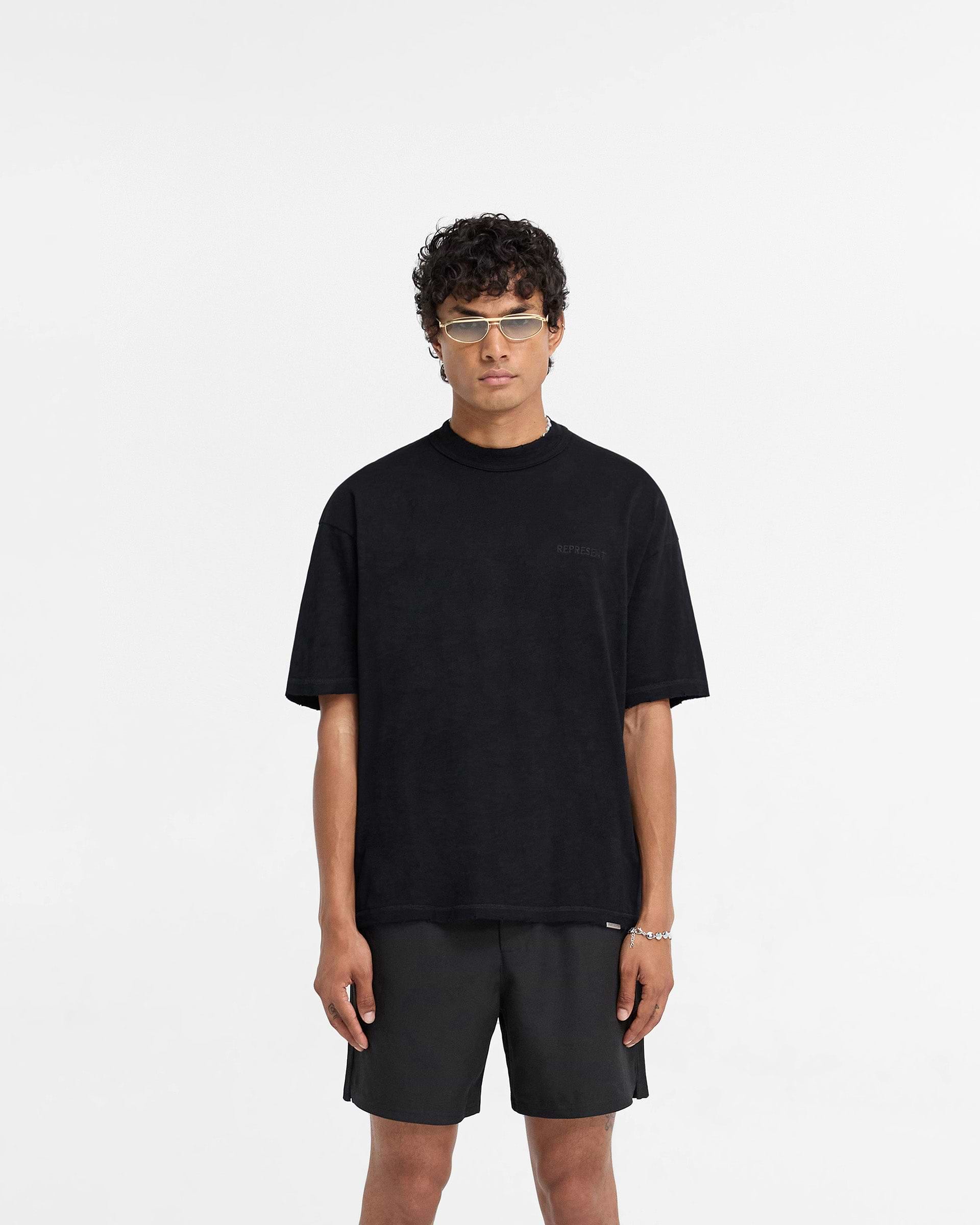Jet Black Slub T-Shirt | REPRESENT