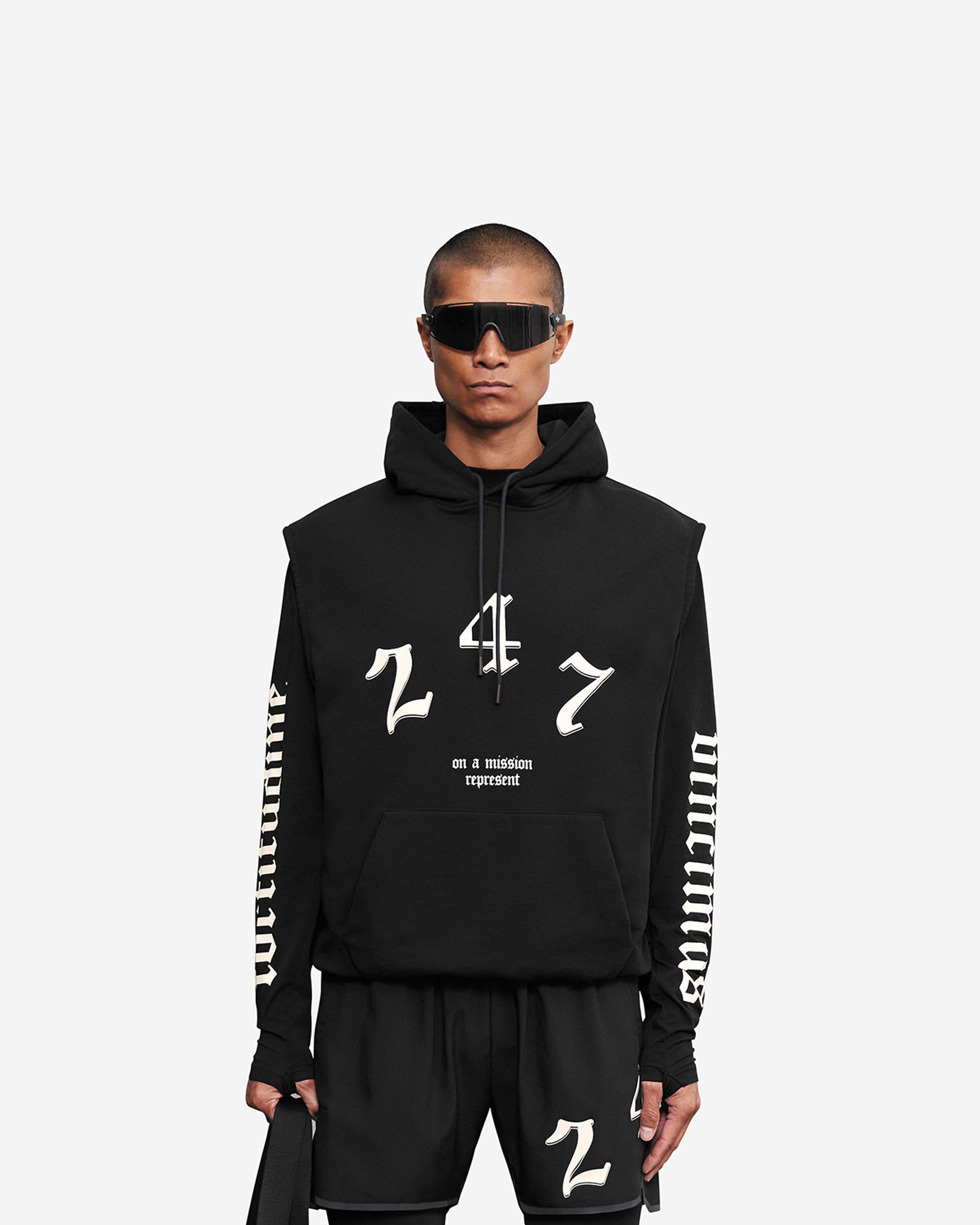 Sleeveless long hoodie top