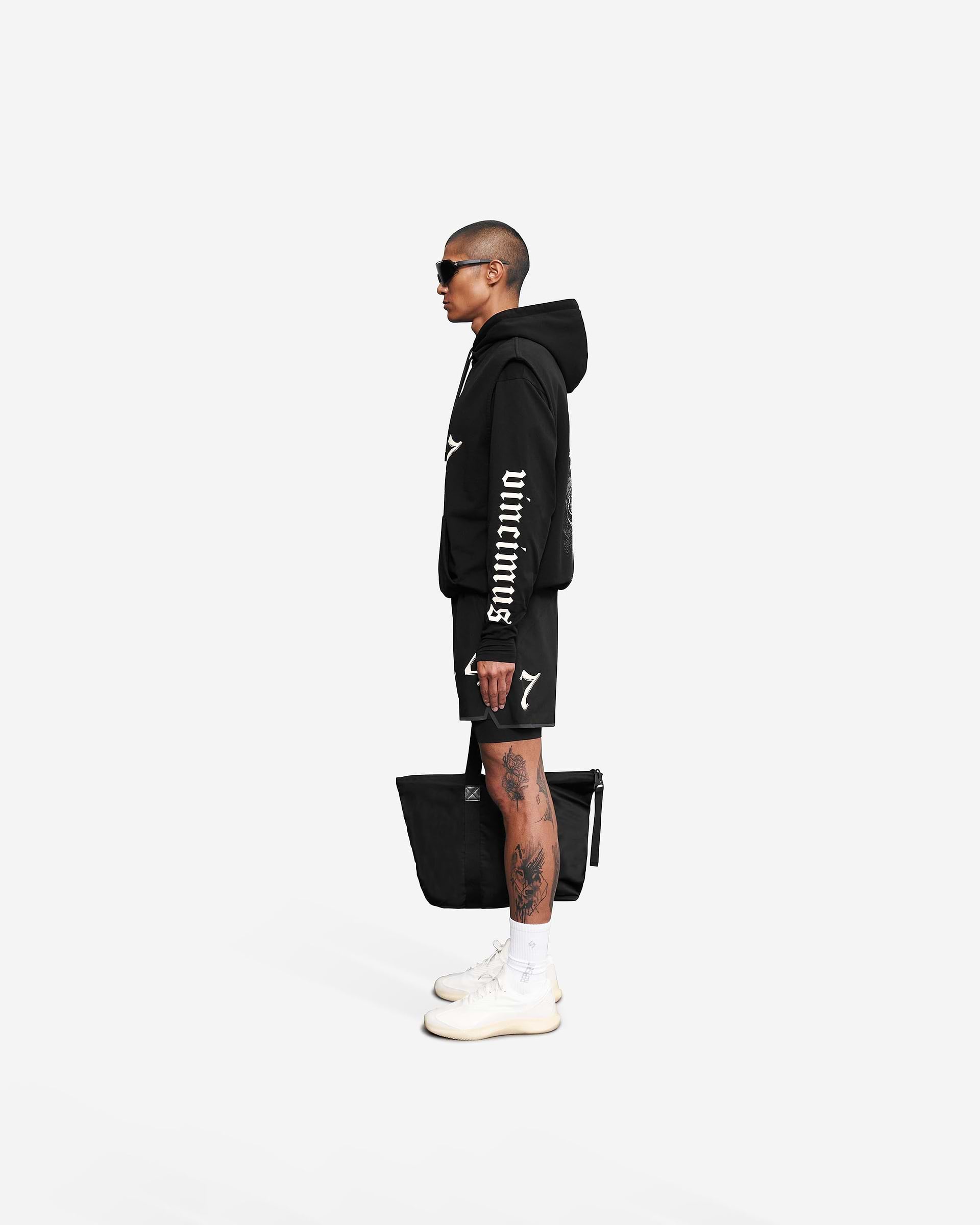 Vintage 247 Sleeveless Oversized Hoodie - Black Papyrus