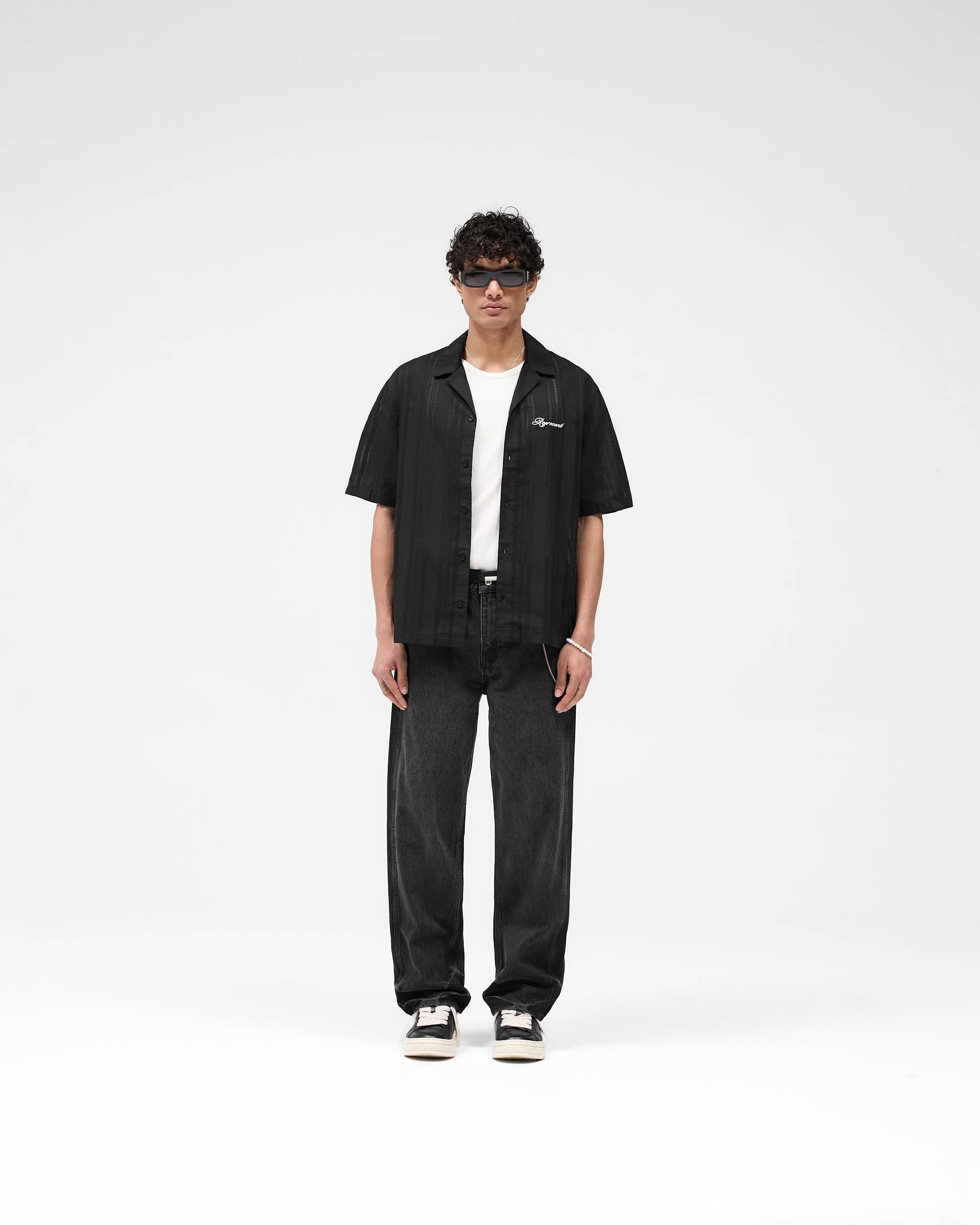 Embroidered Bowling Shirt - Jet Black