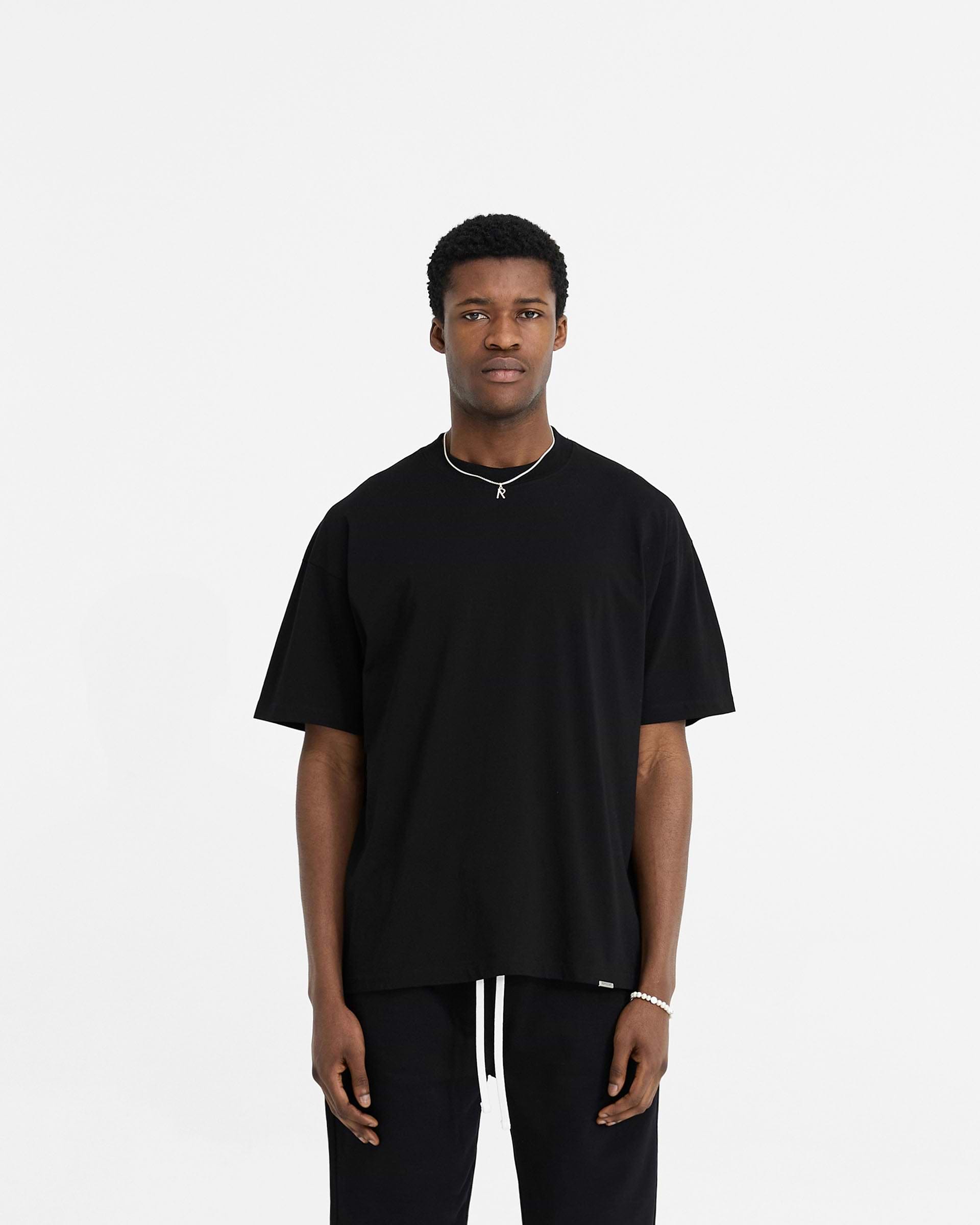 2 x Initial Oversized T-Shirt - Black & Ice Grey Marl