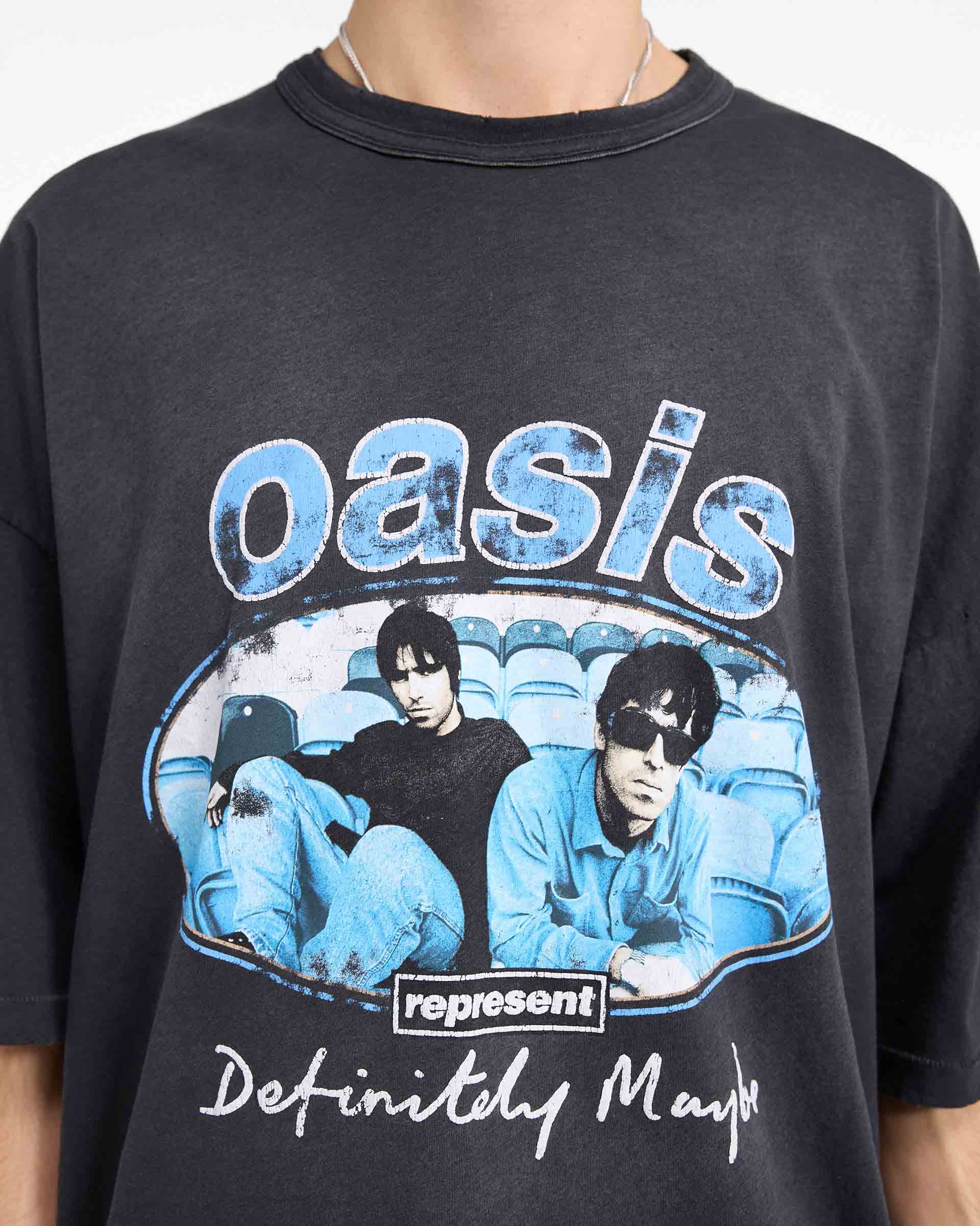 Represent X Oasis Maine Road T-Shirt | Stained Black | REPRESENT