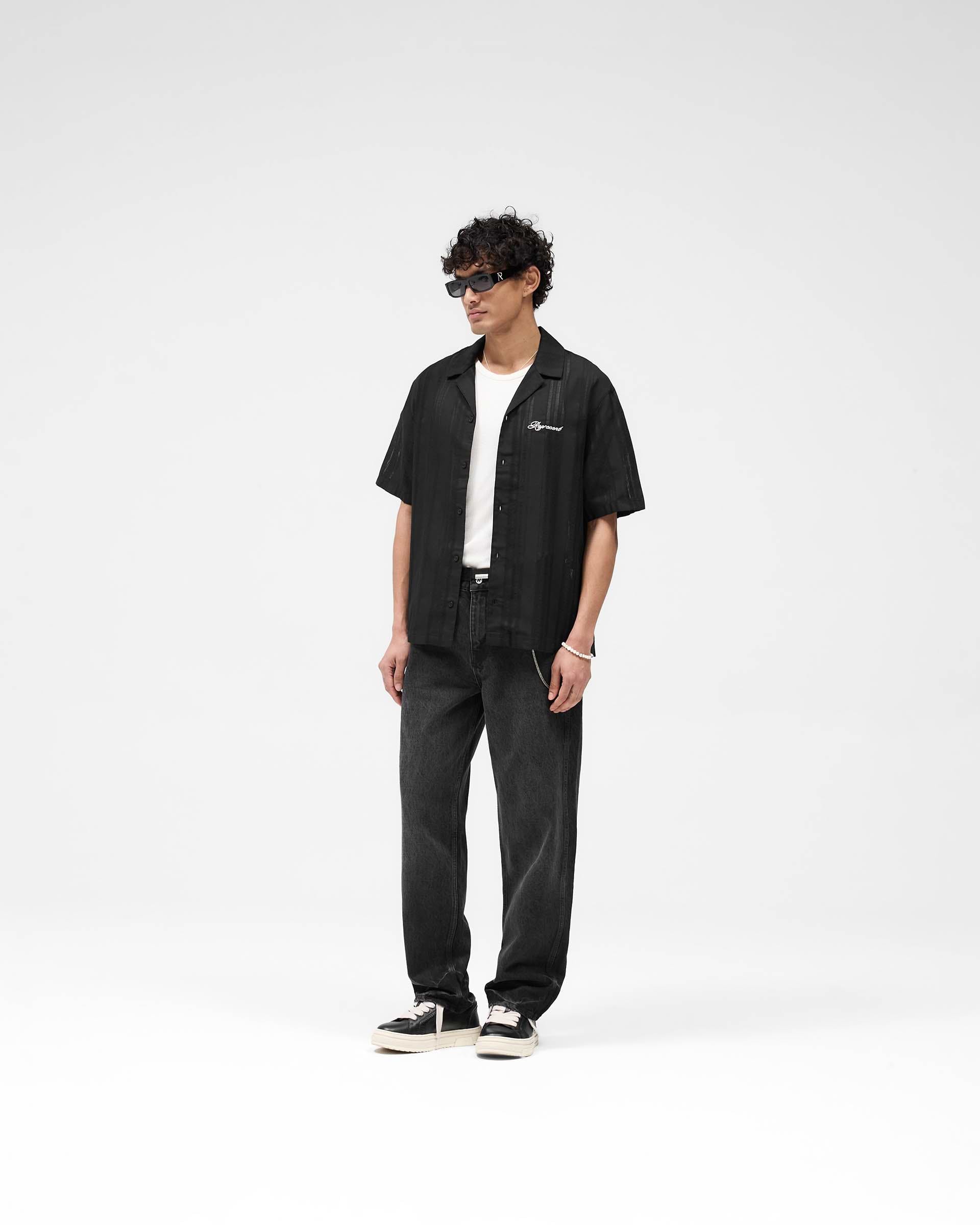Embroidered Bowling Shirt - Jet Black