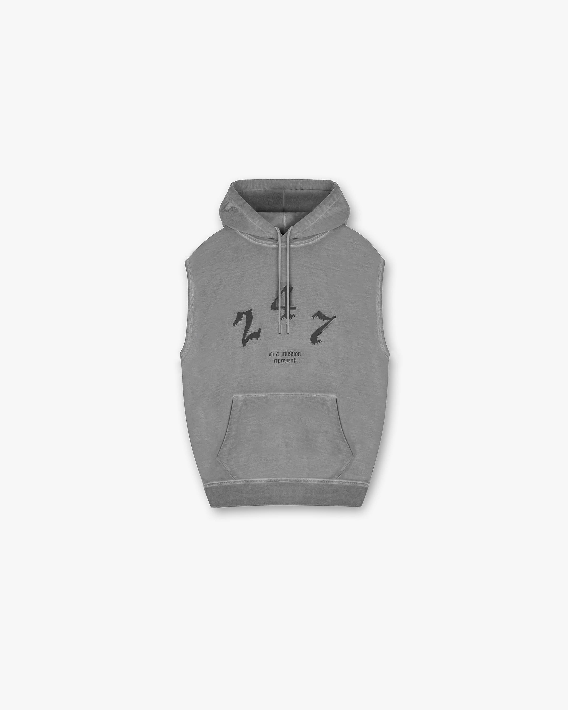 Vintage 247 Sleeveless Oversized Hoodie - Smoke