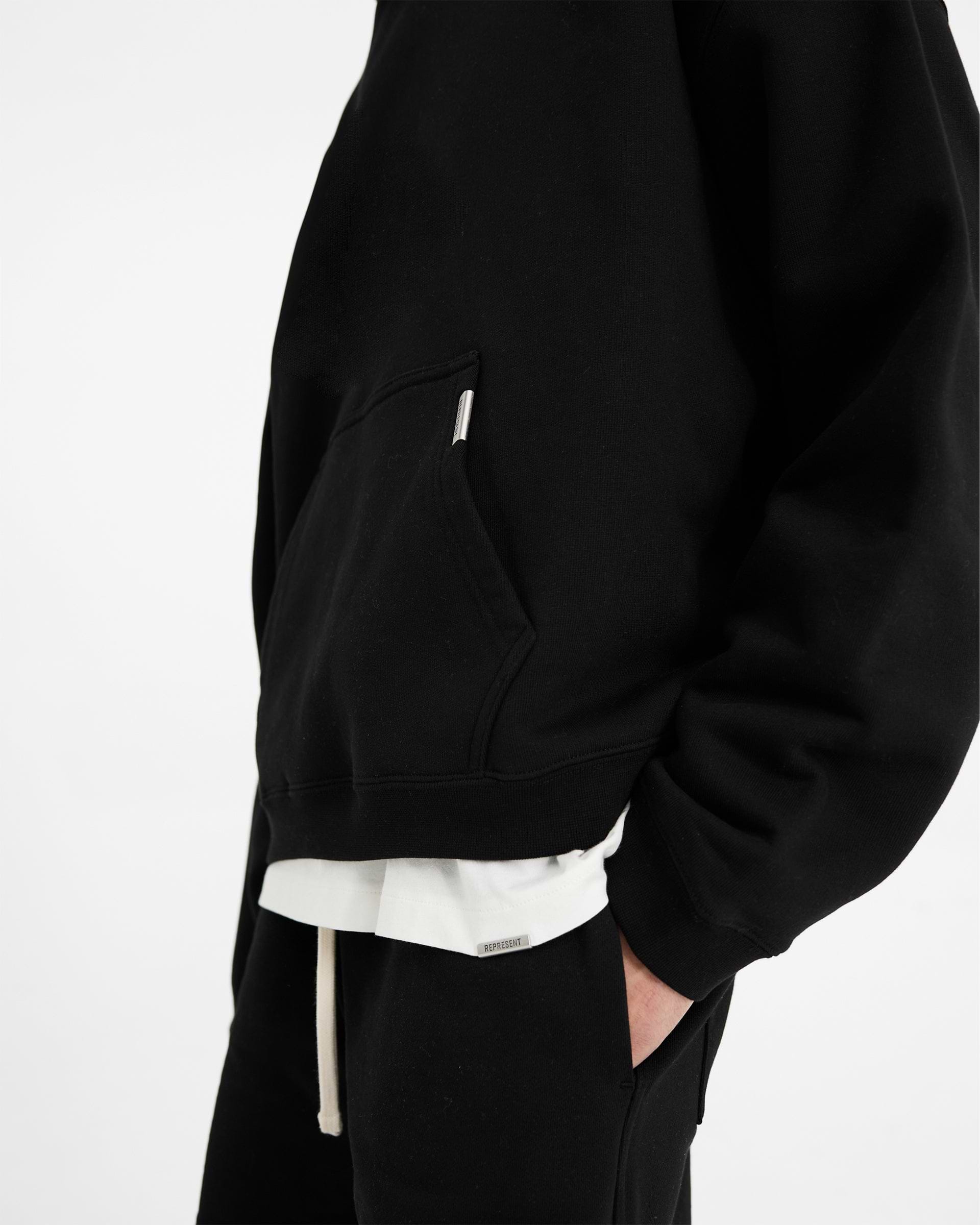 Initial Boxy Hoodie - Black | REPRESENT