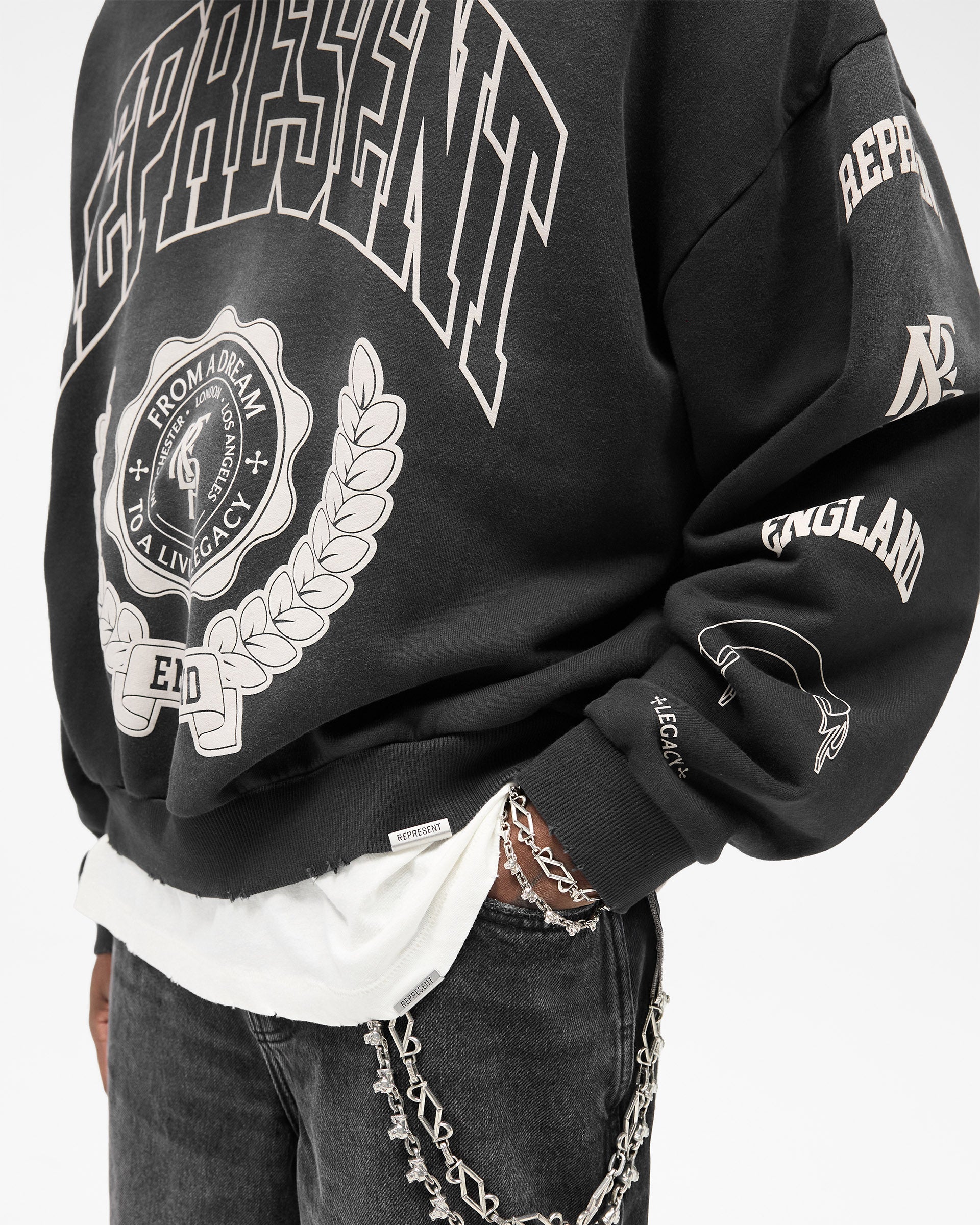 Represent Legacy Crest Hoodie - Stained Black