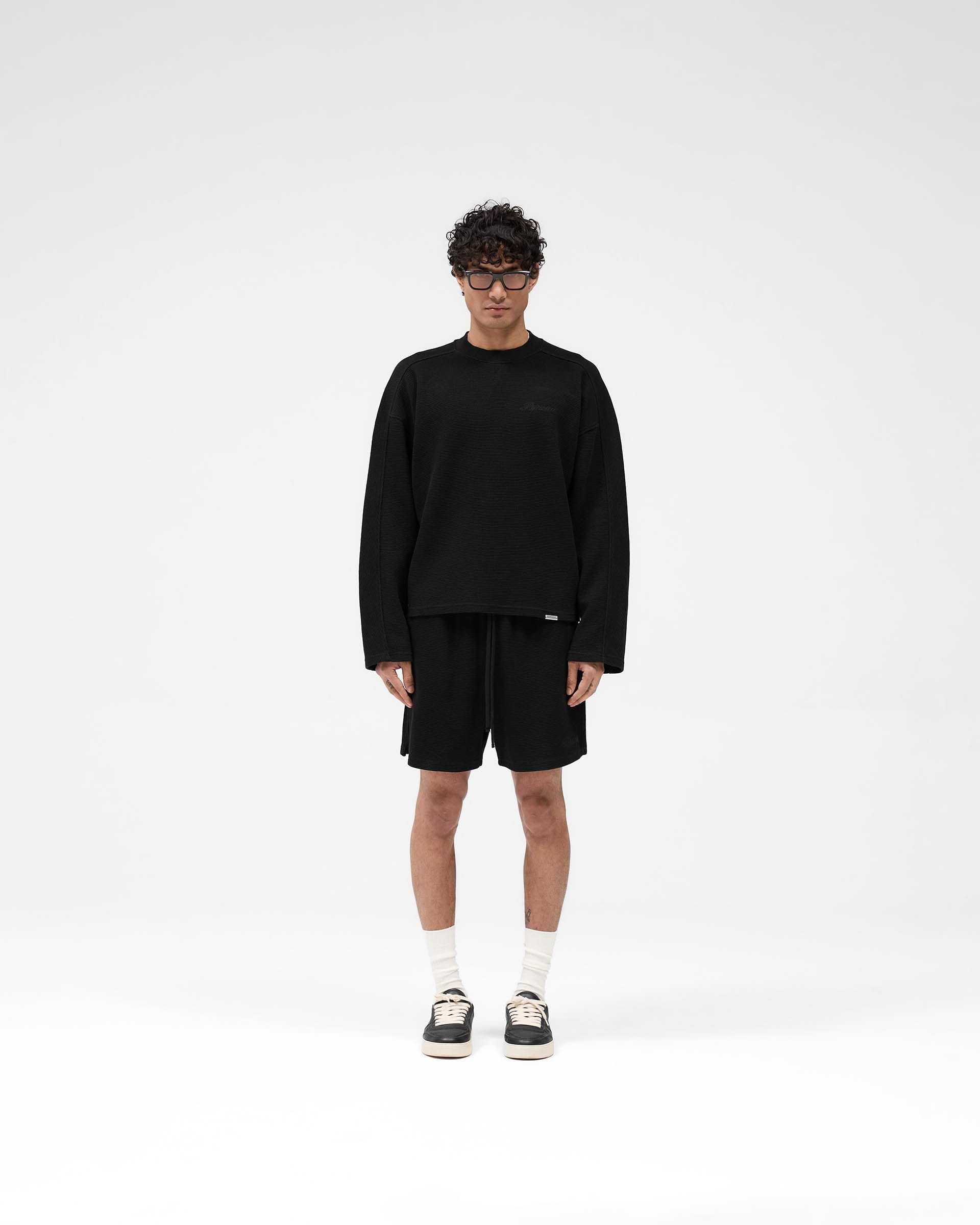 Black Waffle Long Sleeve T-Shirt | Mens T-shirts | REPRESENT
