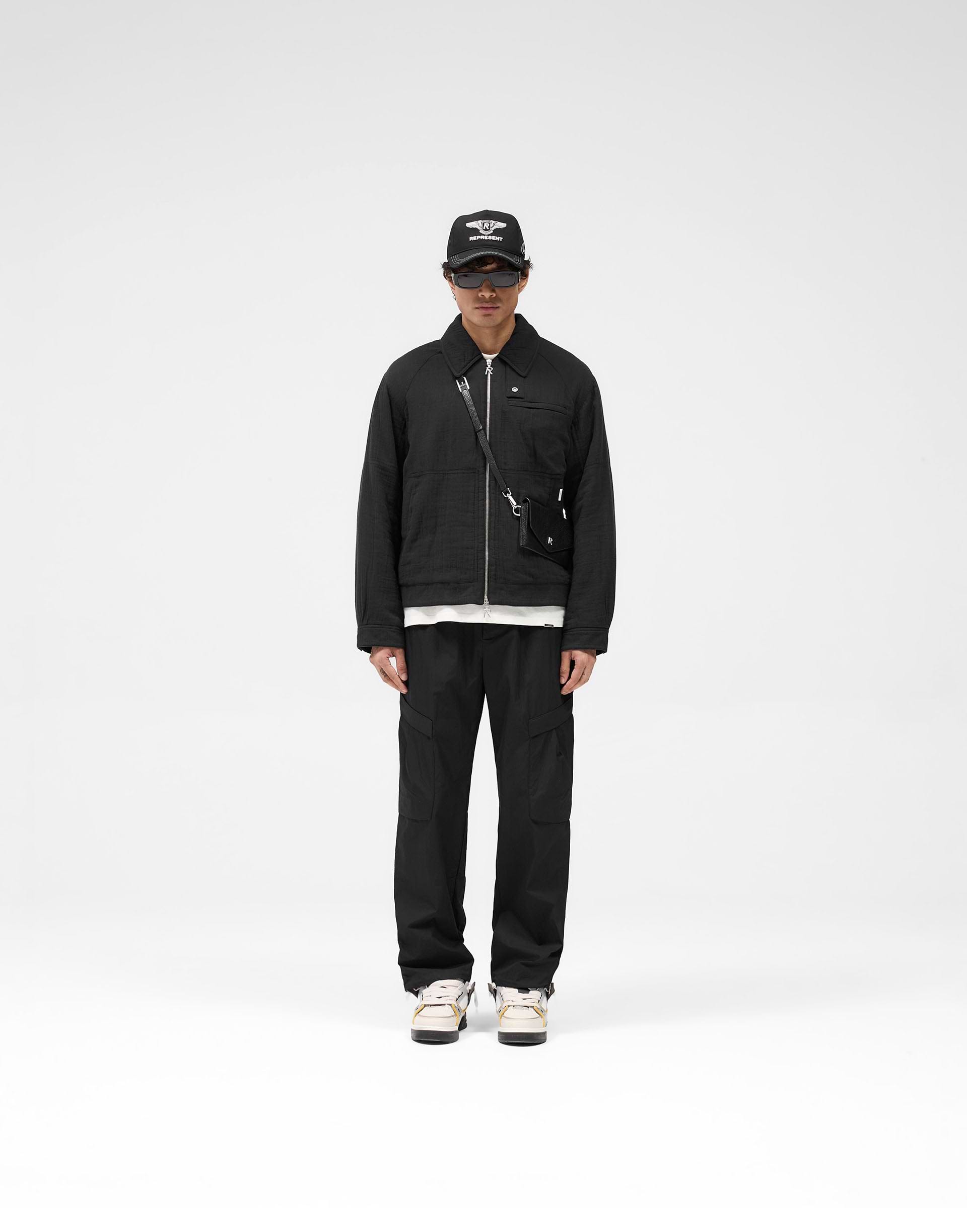 Crinkle Trucker Jacket - Black