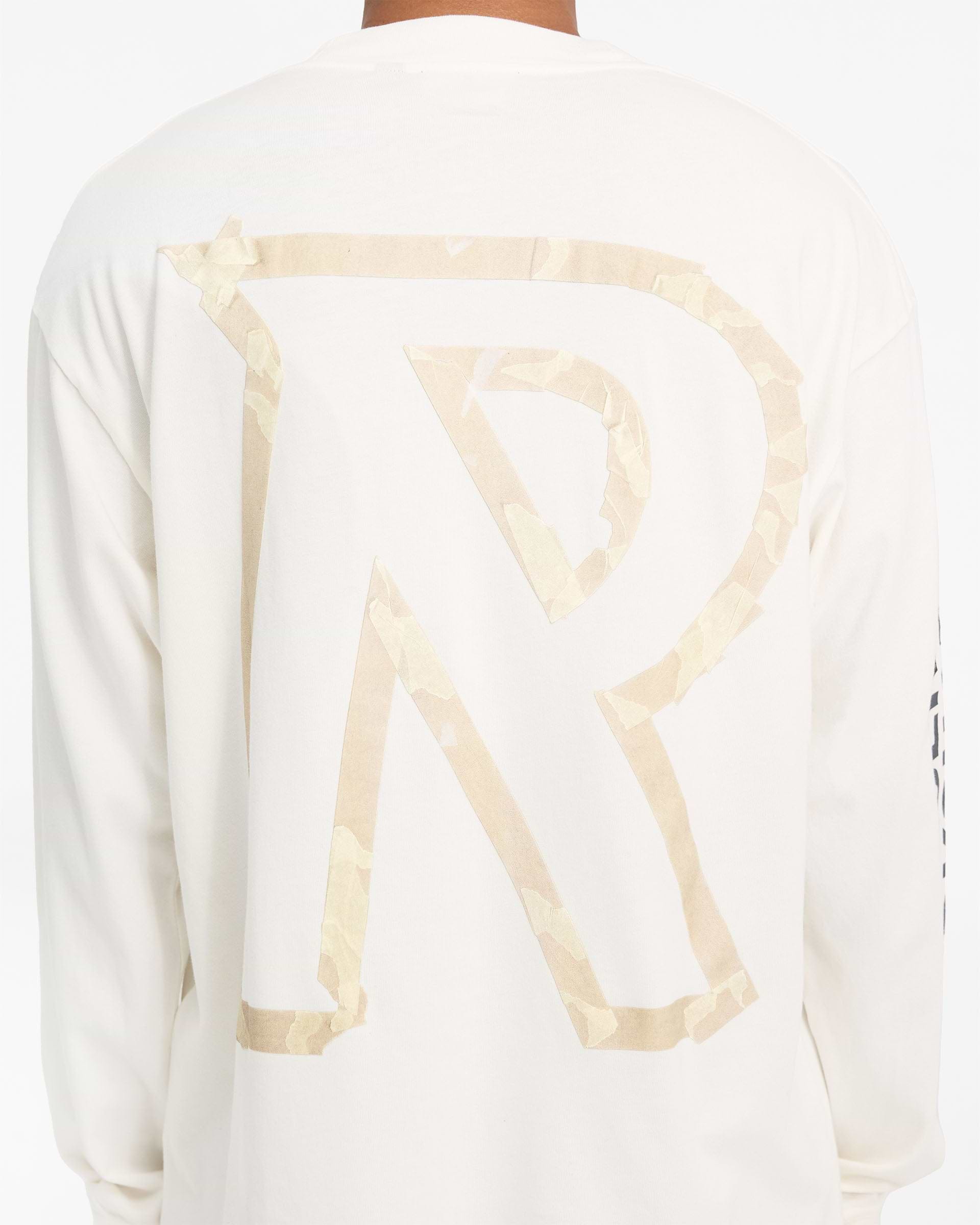 Masking Tape Initial Long Sleeve T-Shirt - Flat White