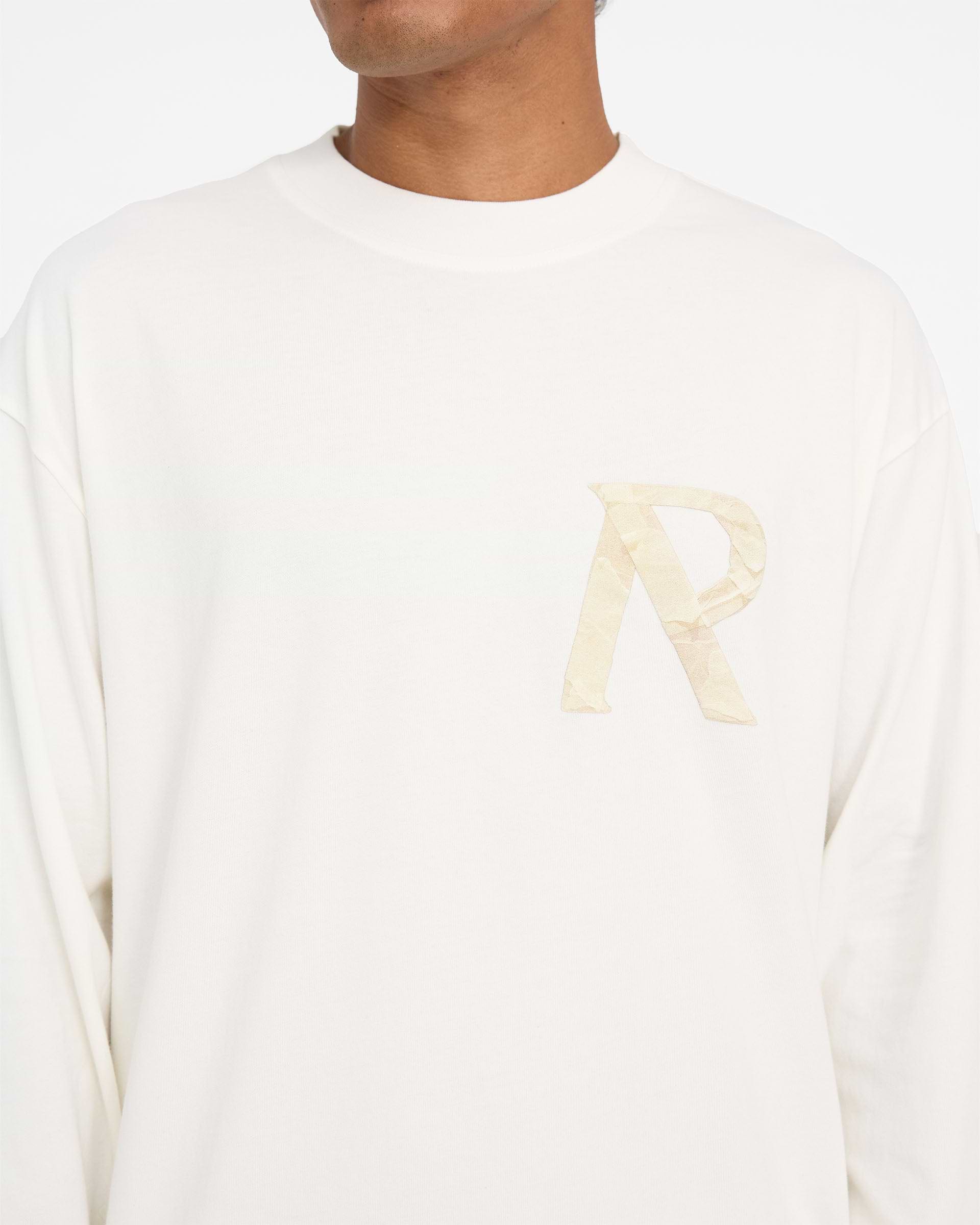 Masking Tape Initial Long Sleeve T-Shirt - Flat White