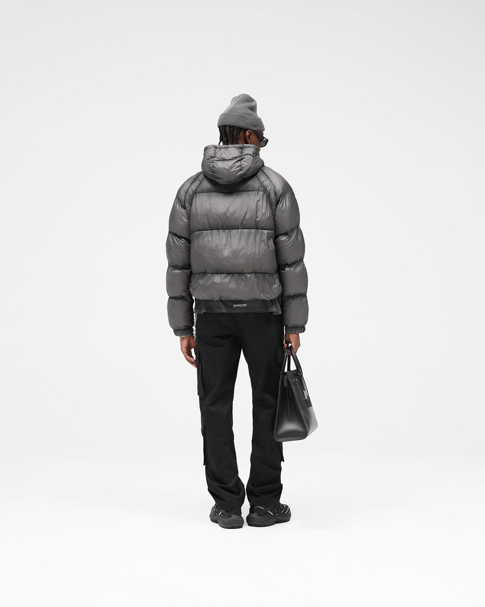 Translucent Black Hooded Puffer | Puffer Jackets | REPRESENT