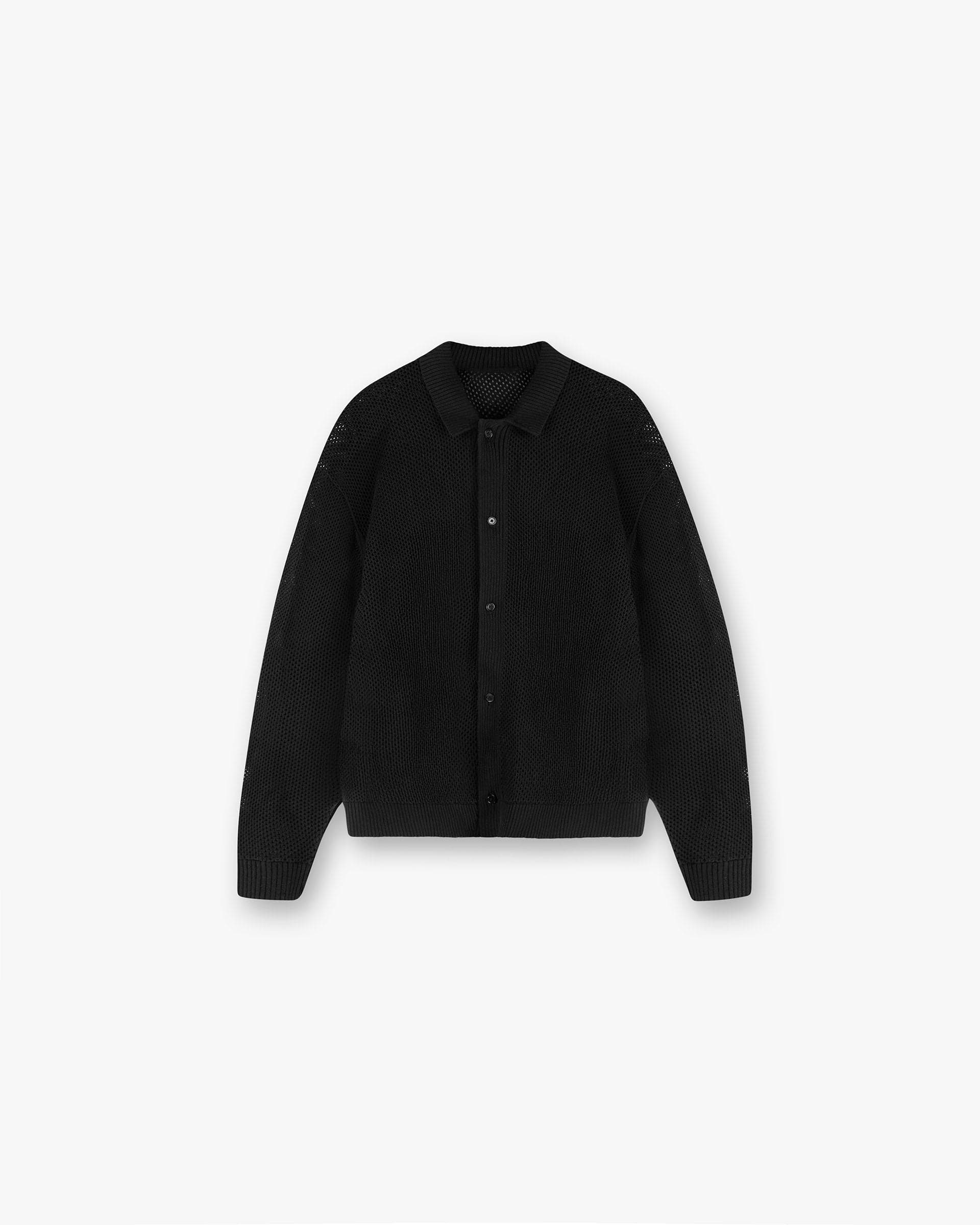 Long Sleeve Mesh Knit Shirt | Jet Black | REPRESENT