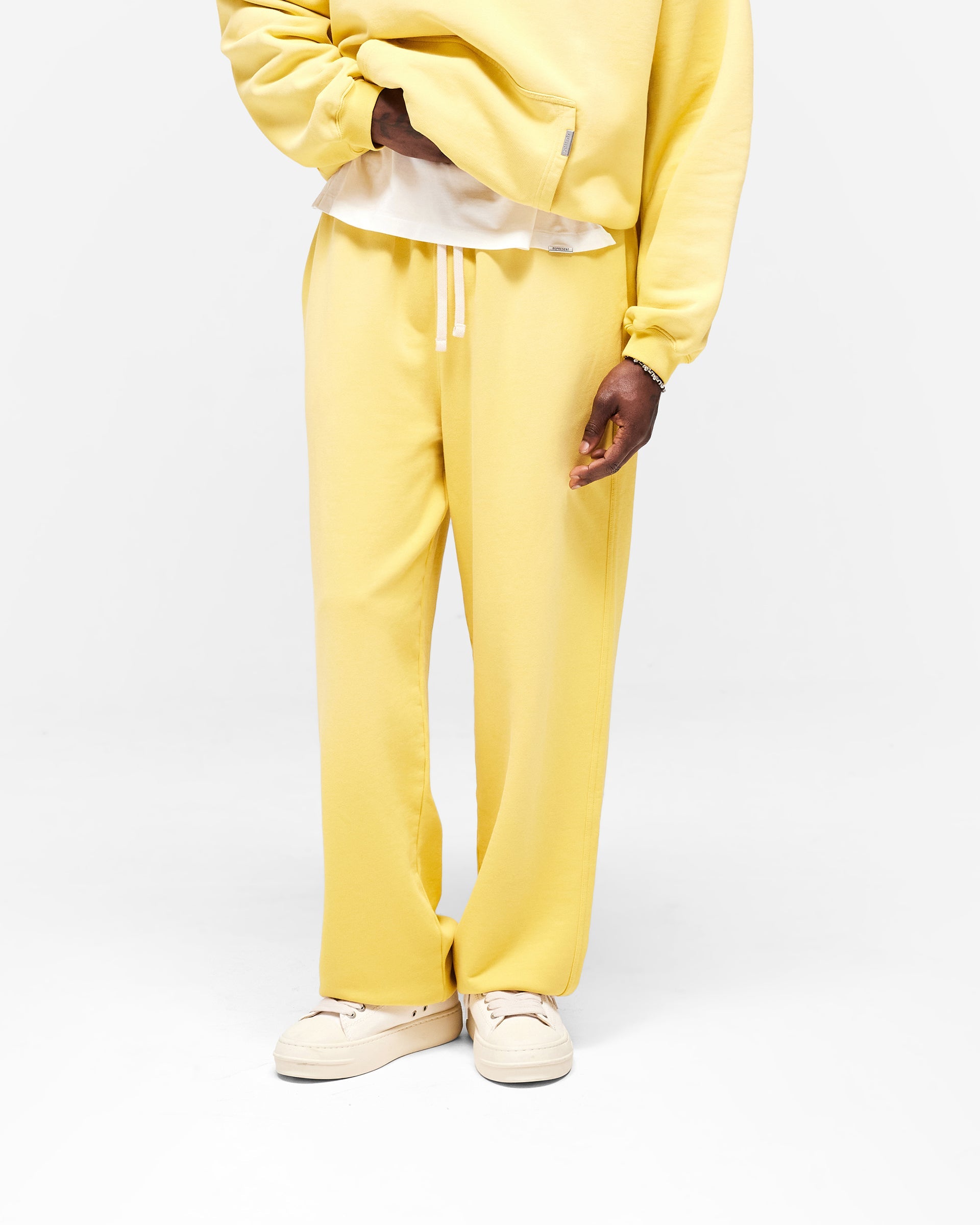 Initial Wide Leg Cuffed Sweatpant - Canary Yellow