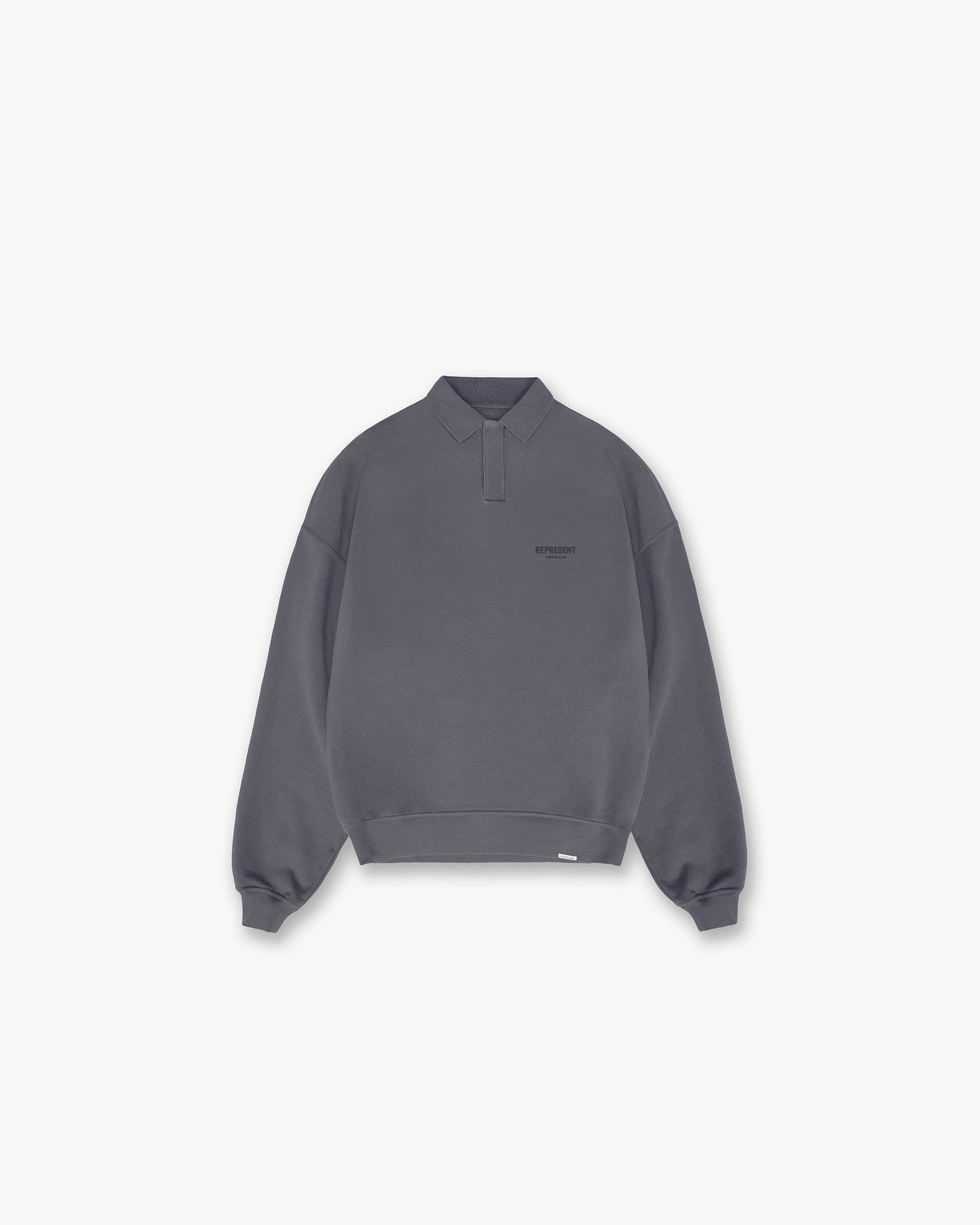 Represent Owners Club Long Sleeve Polo Sweater - Storm