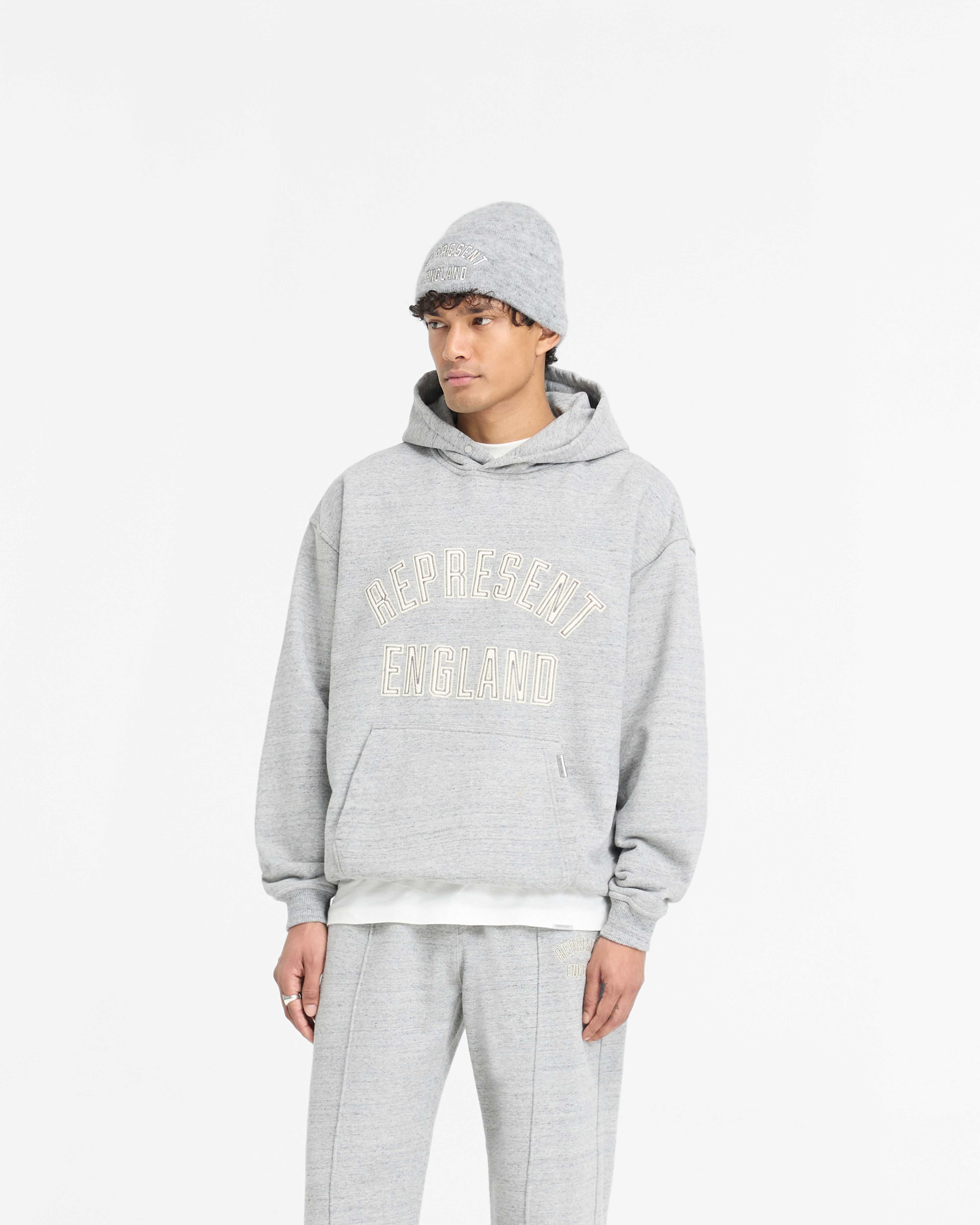 England Applique Hoodie | Grey Marl | REPRESENT