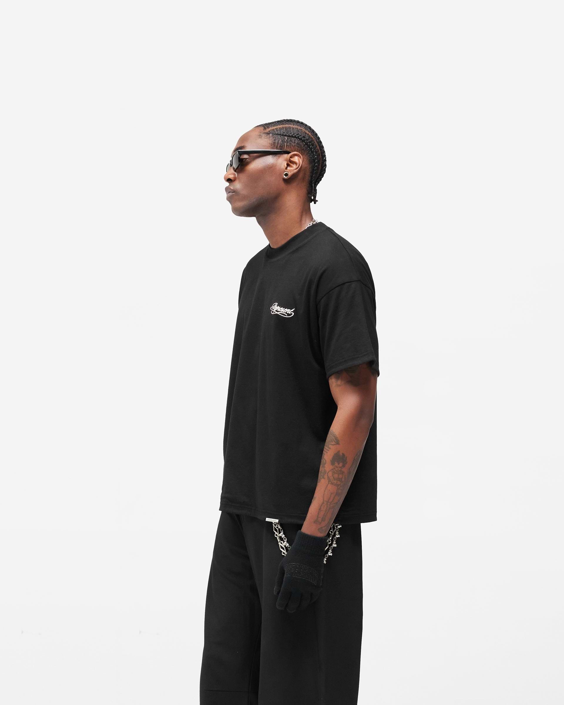 Black Dual Layer Script T-shirt | Mens T-shirts | REPRESENT