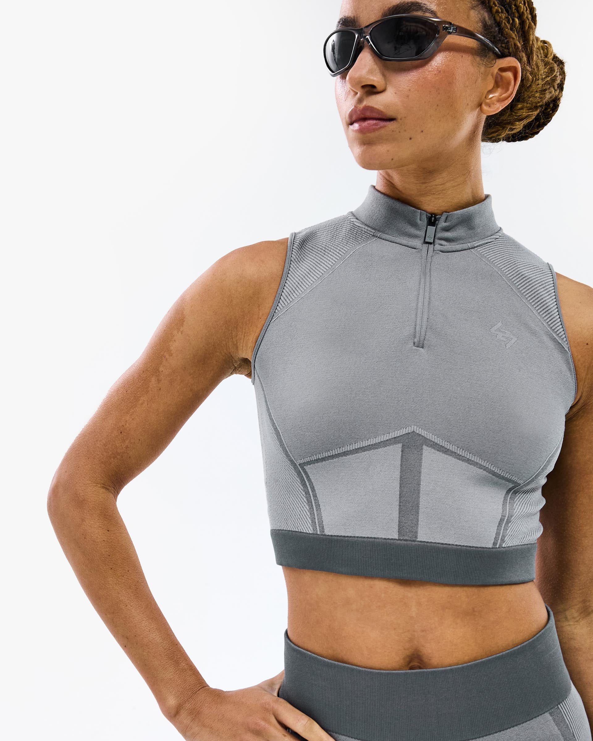 247 Hydro Seamless Quarter Zip Tank - Ice Grey