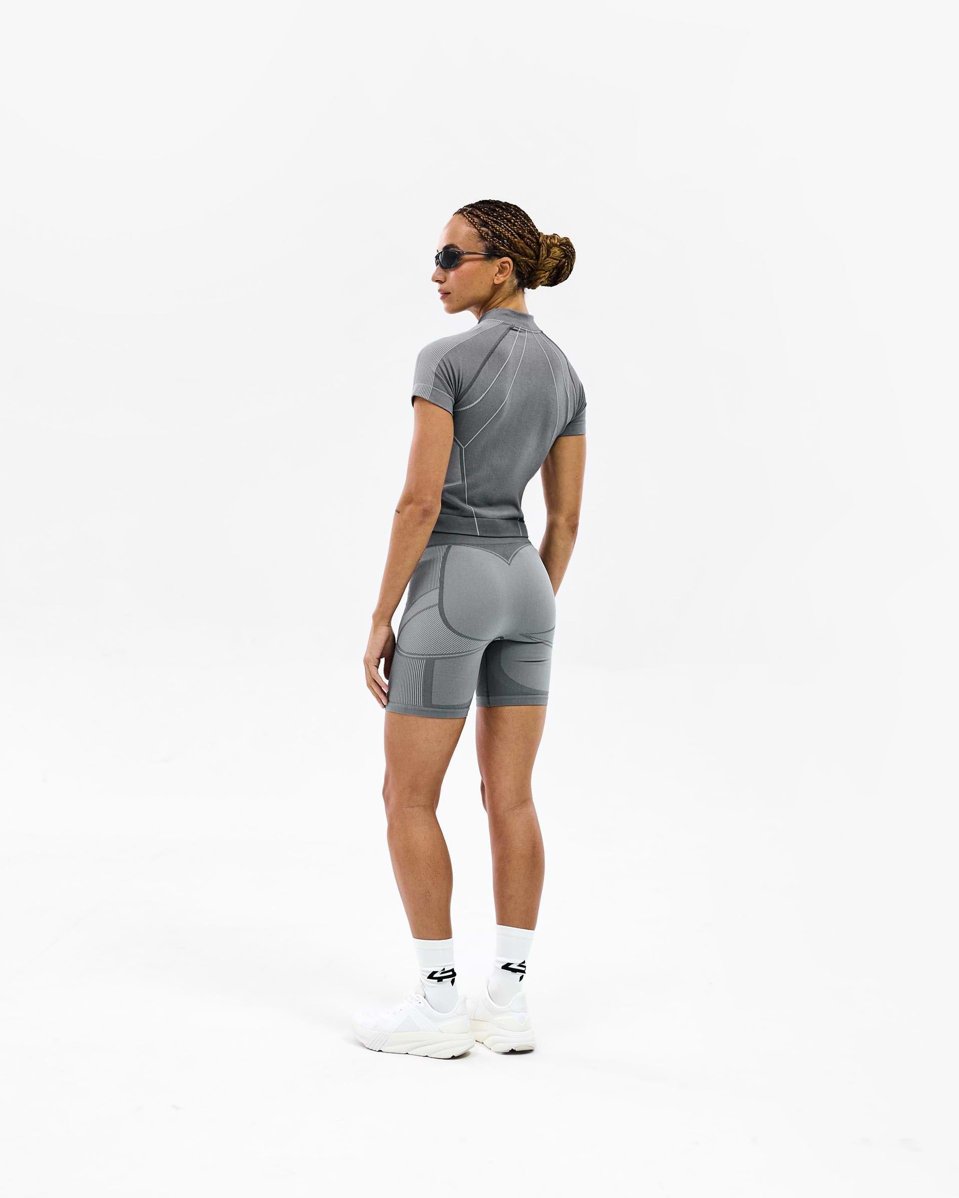 247 Hydro Seamless Zip Front T-Shirt - Ice Grey