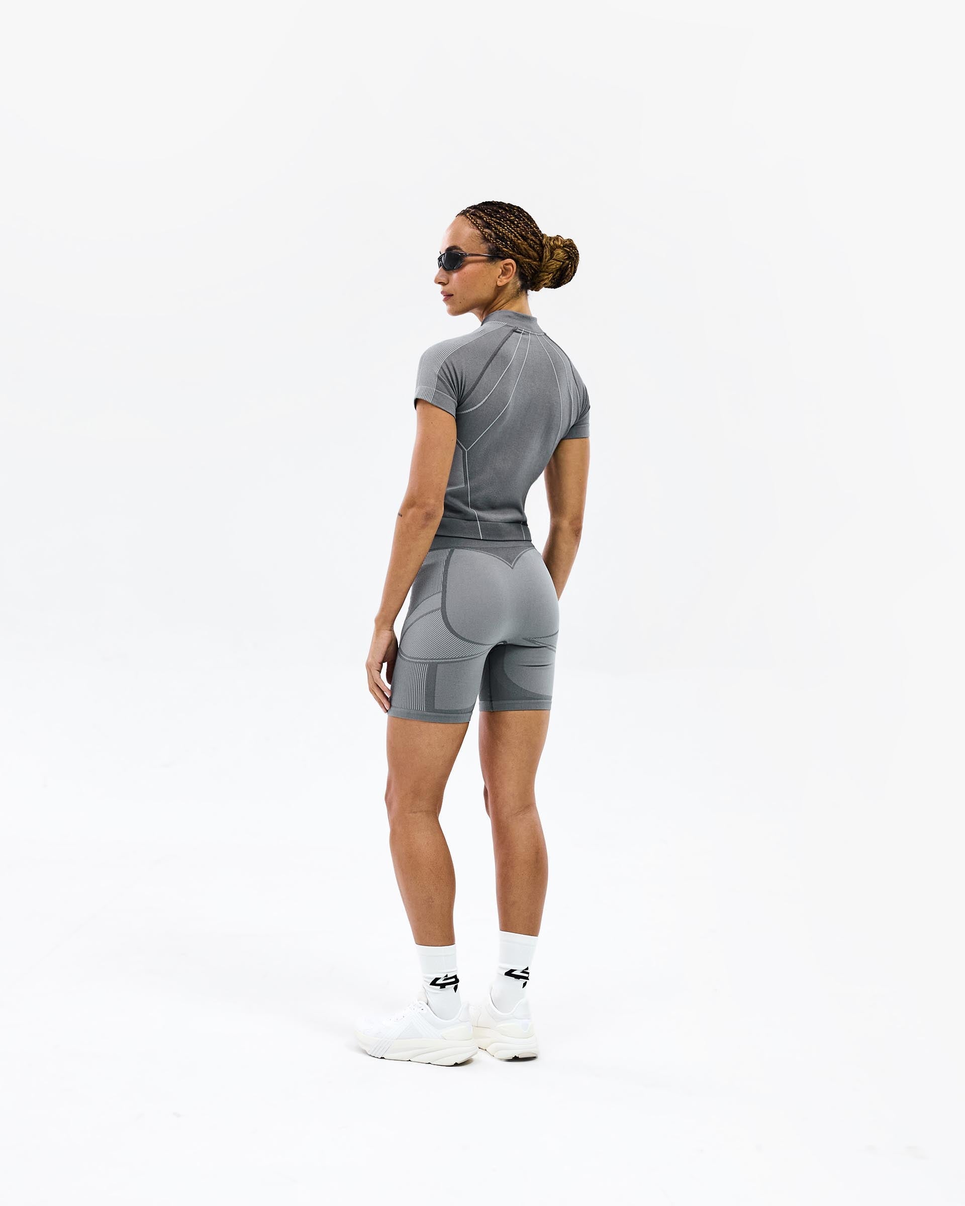 247 Hydro Seamless Zip Front T-Shirt - Ice Grey