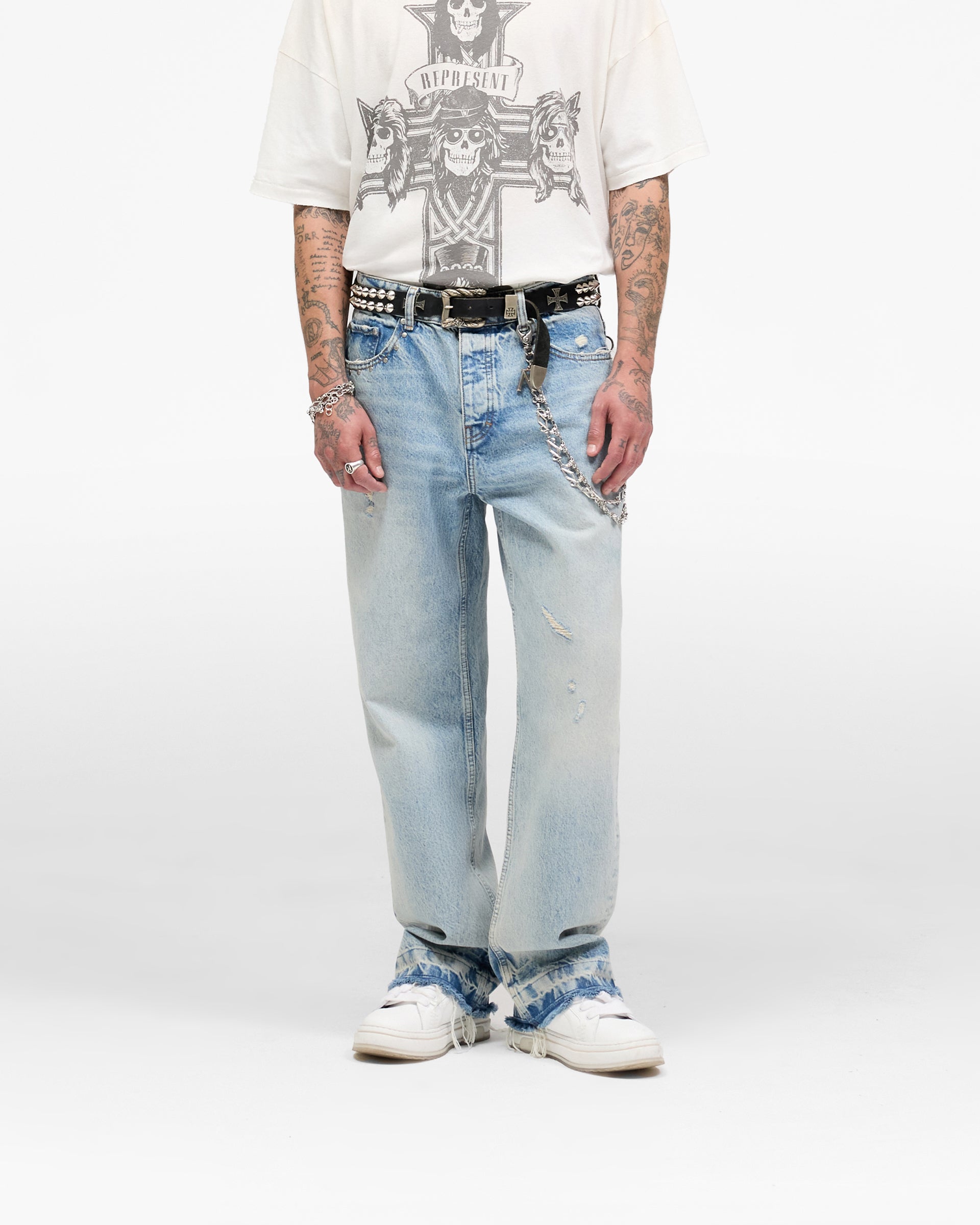 Represent X Guns N' Roses Denim Jeans - Light Vintage Blue