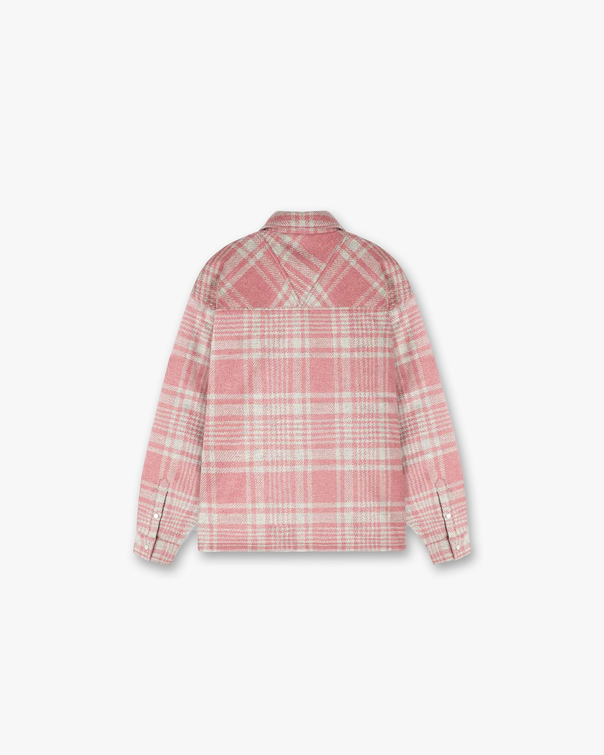 Quilted Flannel Shirt - Pink Grey Check