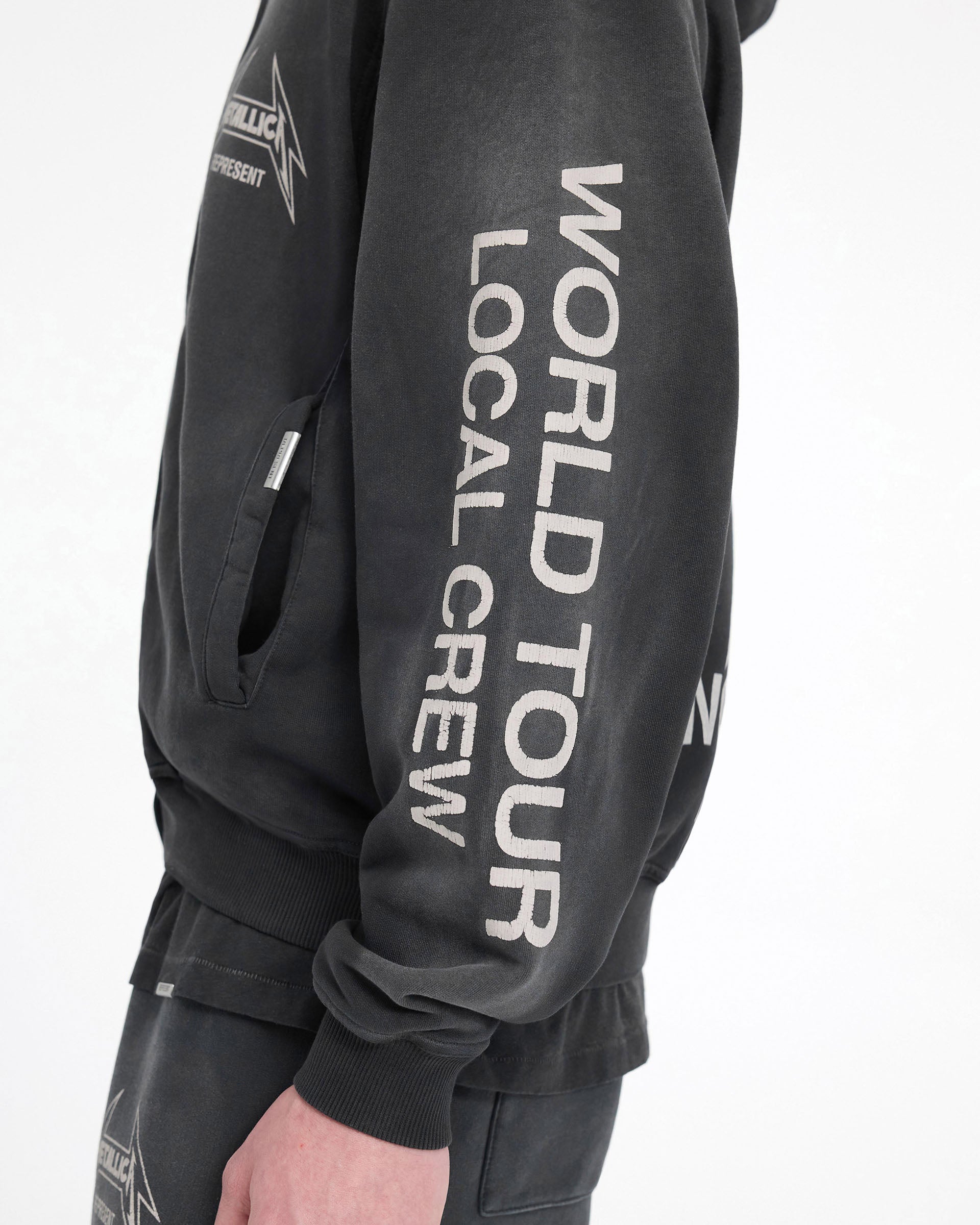 Metallica Local Crew Zip Hoodie | Stained Black | REPRESENT