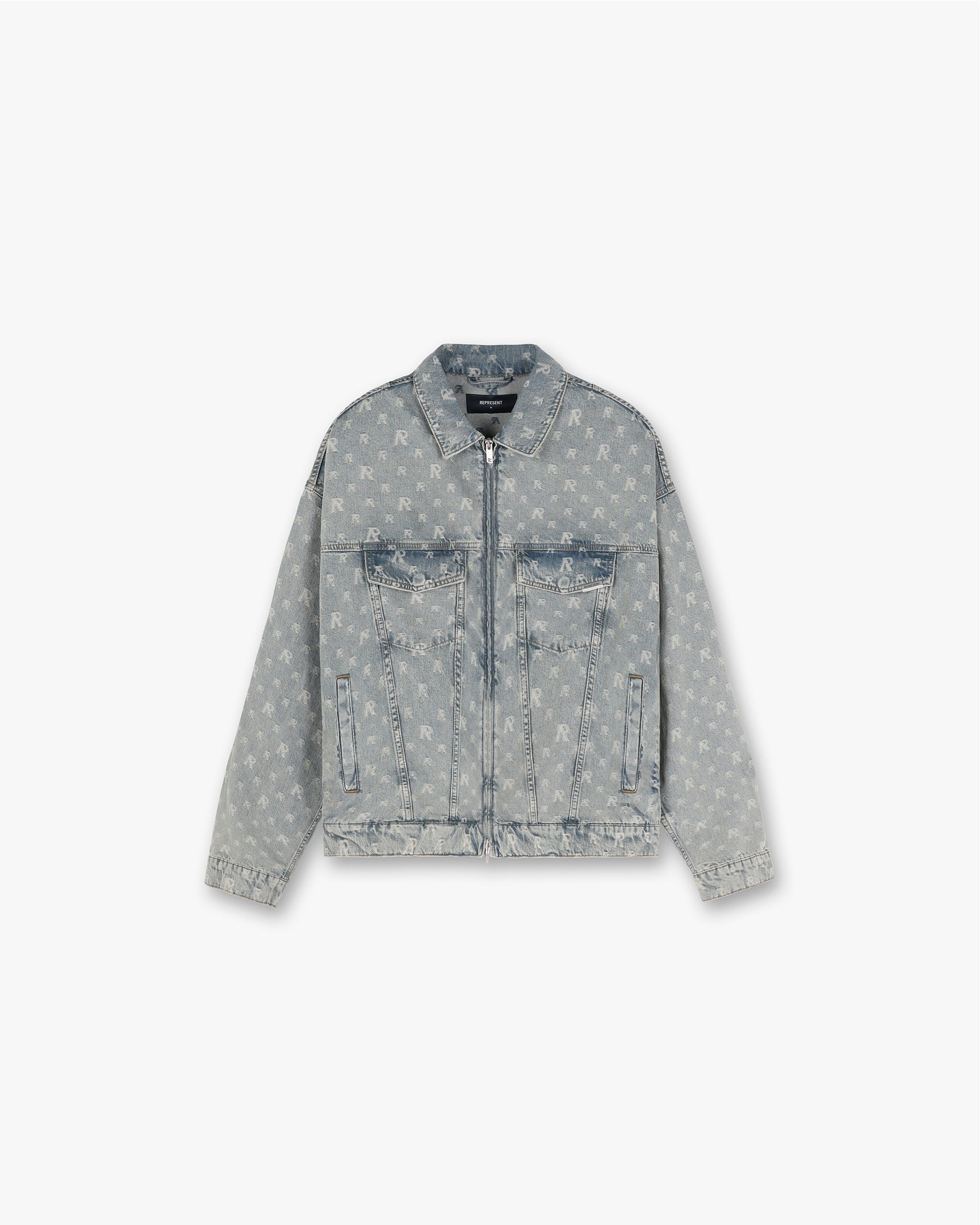 R4 Monogram Denim Jacket | Stone Wash Outerwear FW23 | Represent Clo