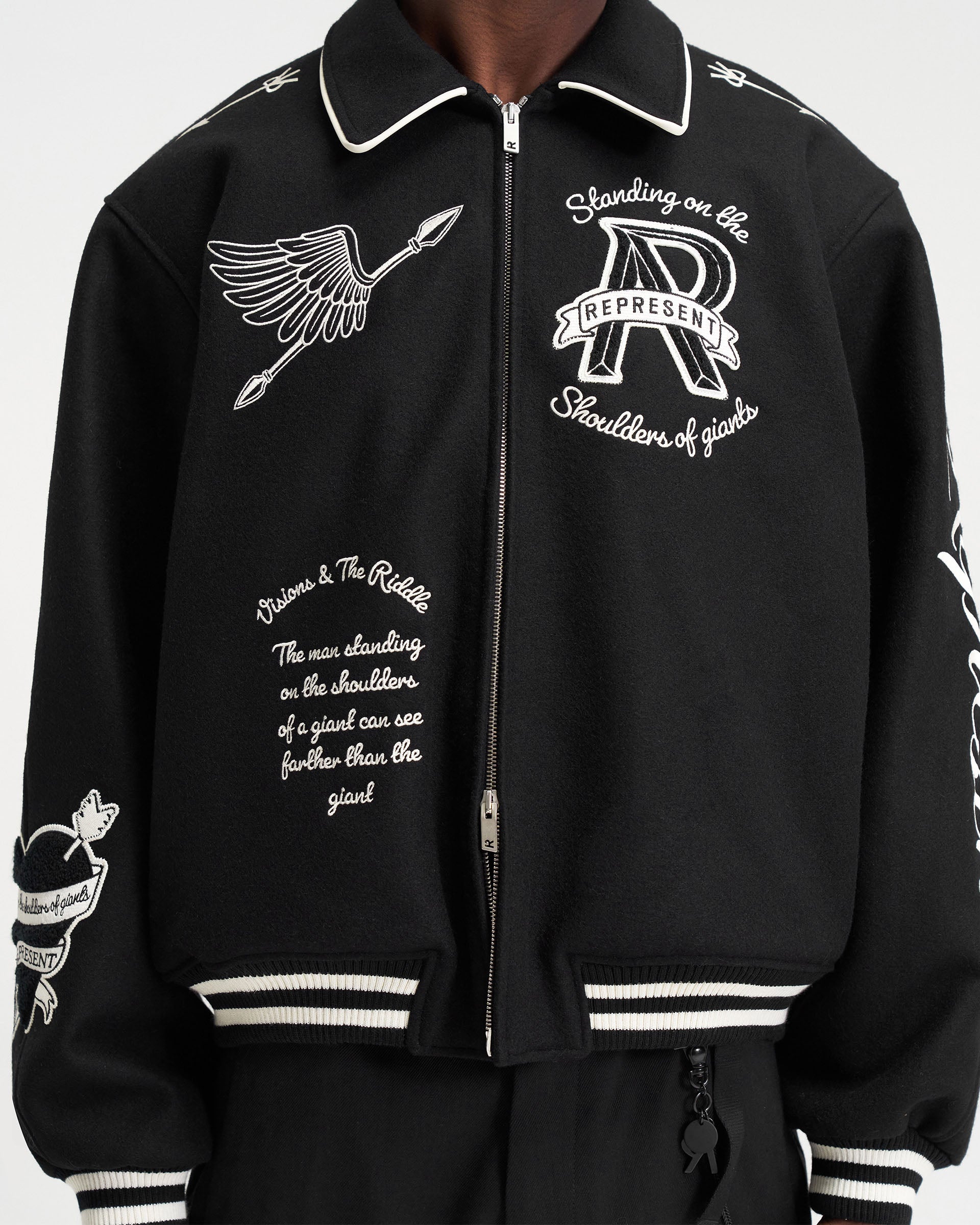 Cherub Wool Varsity Jacket - Jet Black