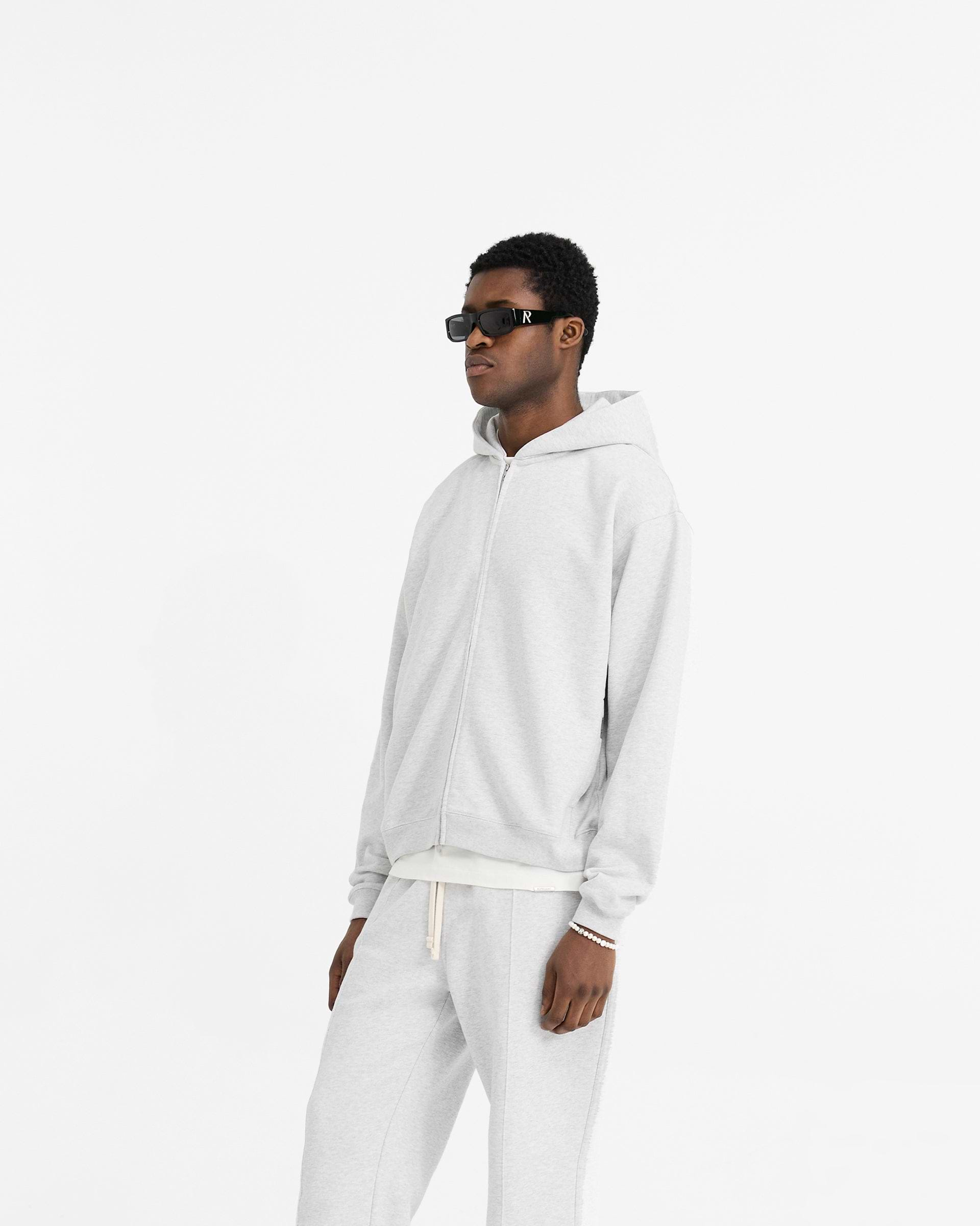 Initial Oversized Zip Hoodie - Ice Grey Marl