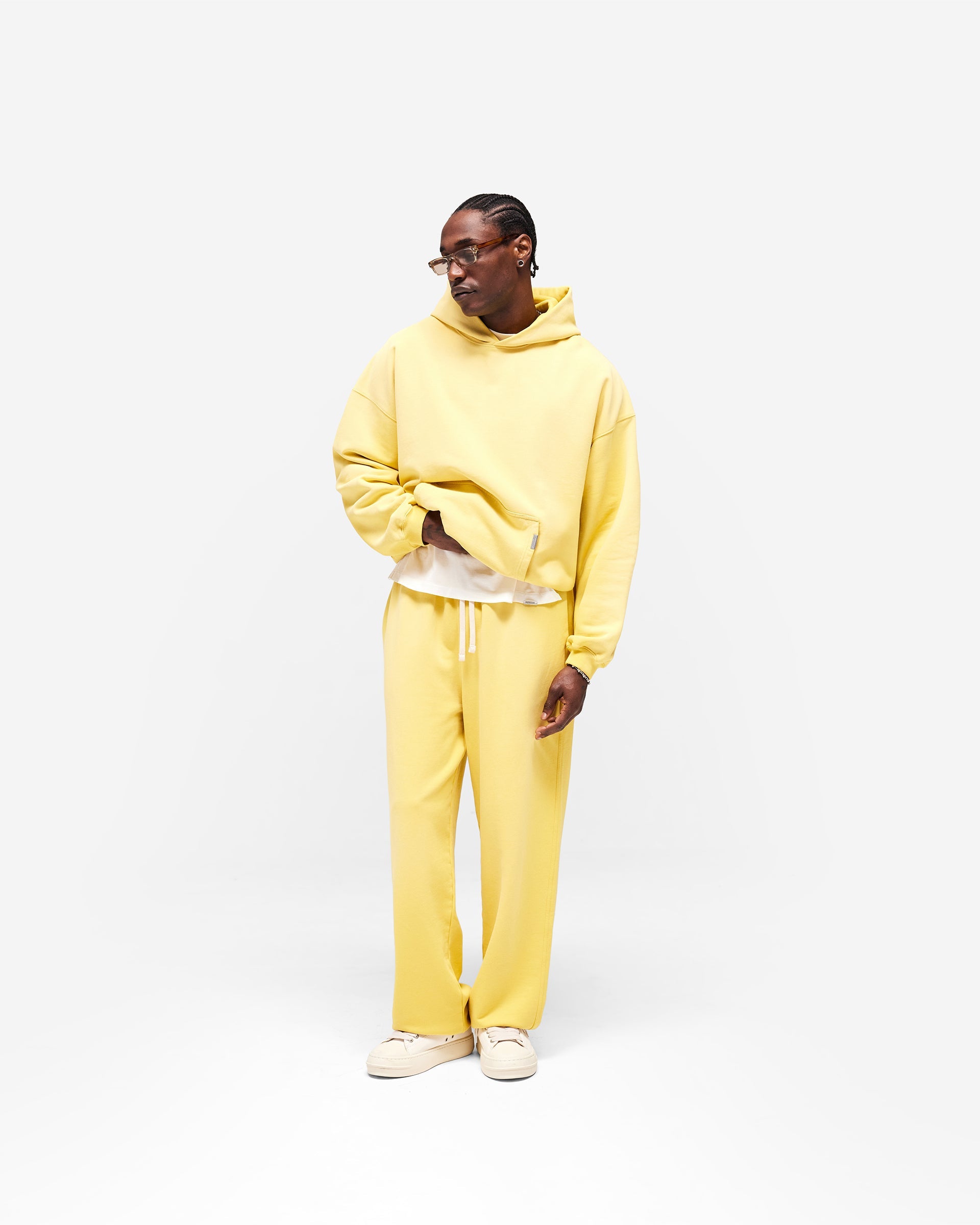 Initial Wide Leg Cuffed Sweatpant - Canary Yellow