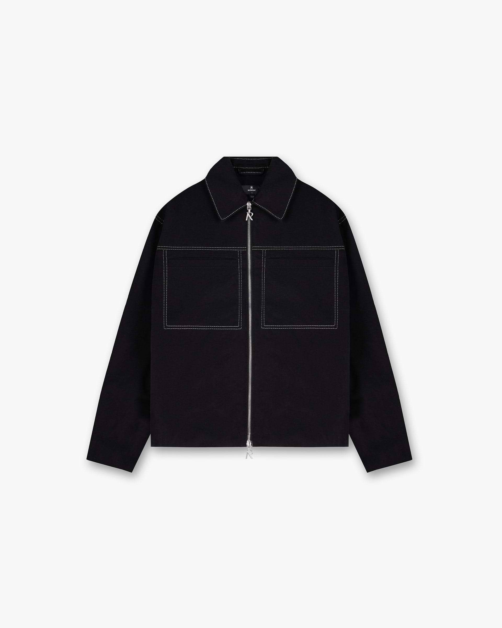 New look utility jacket with contrast stitch in black best sale