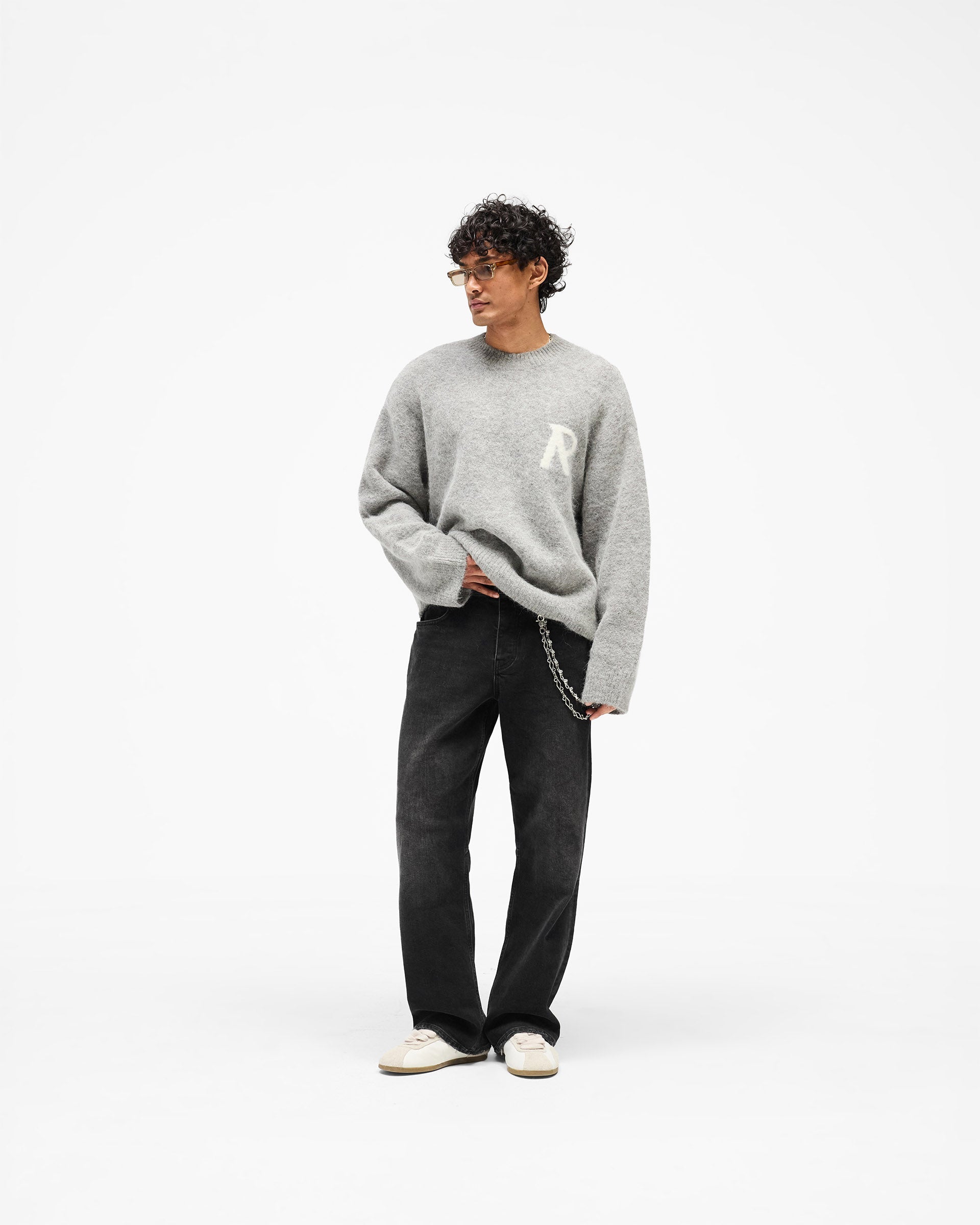 Logo Knit Sweater Grey | Mens Sweaters | REPRESENT