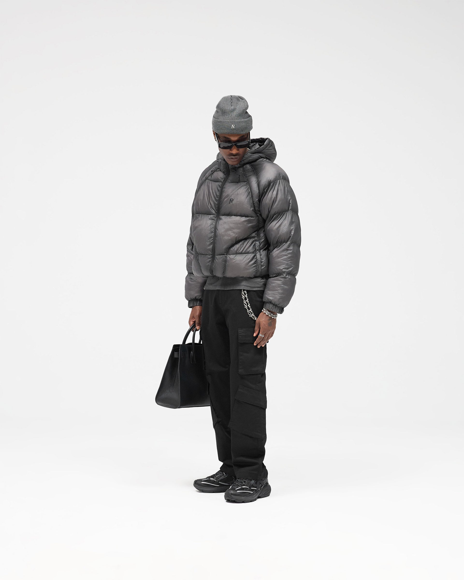 Translucent Black Hooded Puffer | Puffer Jackets | REPRESENT